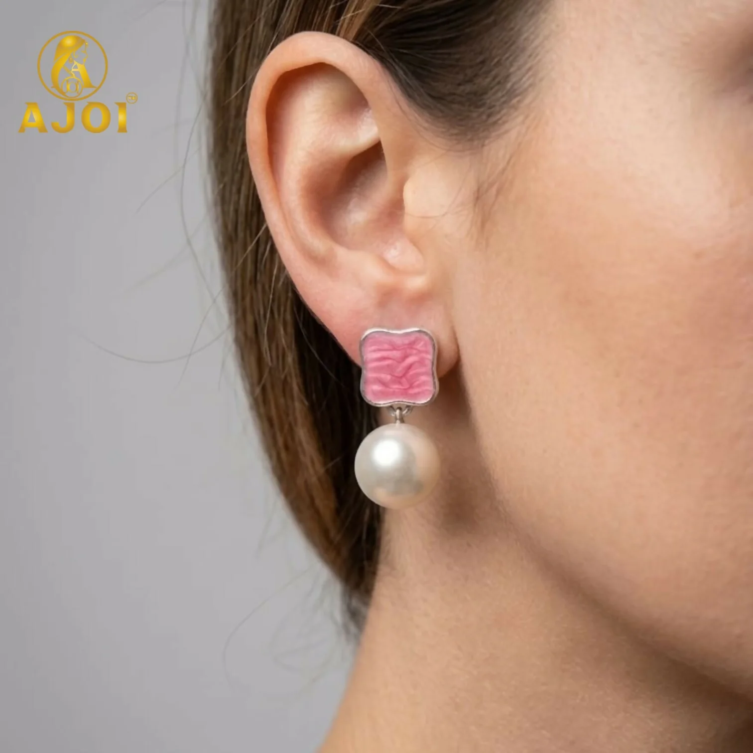 Chic Pearl Drop Earrings with Colorful Enamel Studs Set of 6 - Image 2
