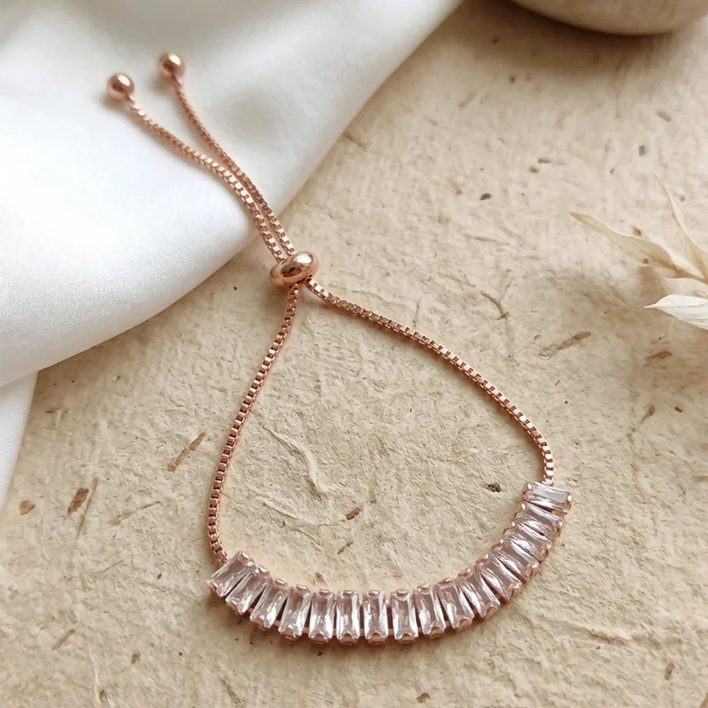 Chic Rose Gold American Diamond Bracelet - Image 2