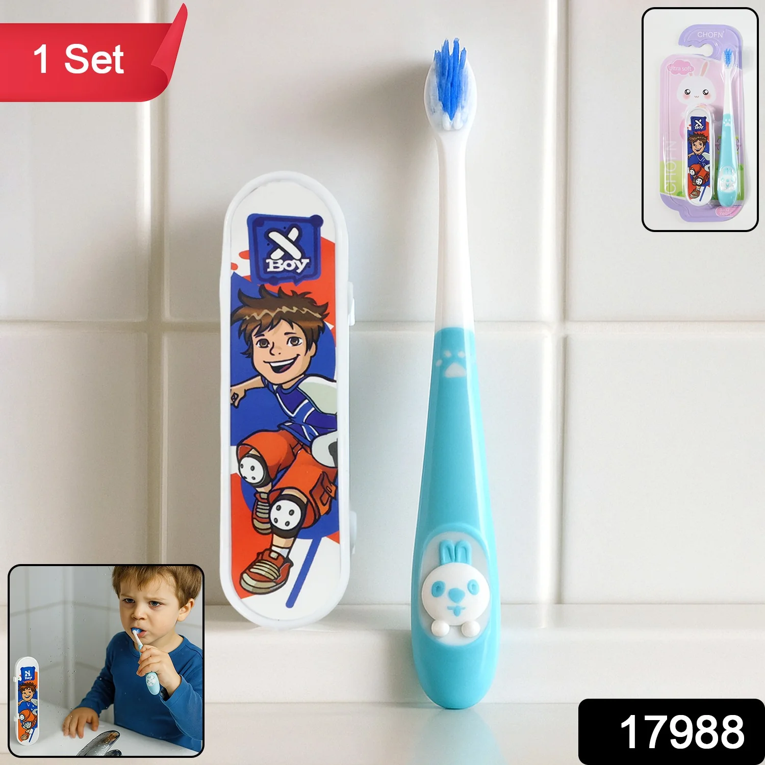 Kids Toothbrush with Cartoon Sketchboard Toy - Image 2