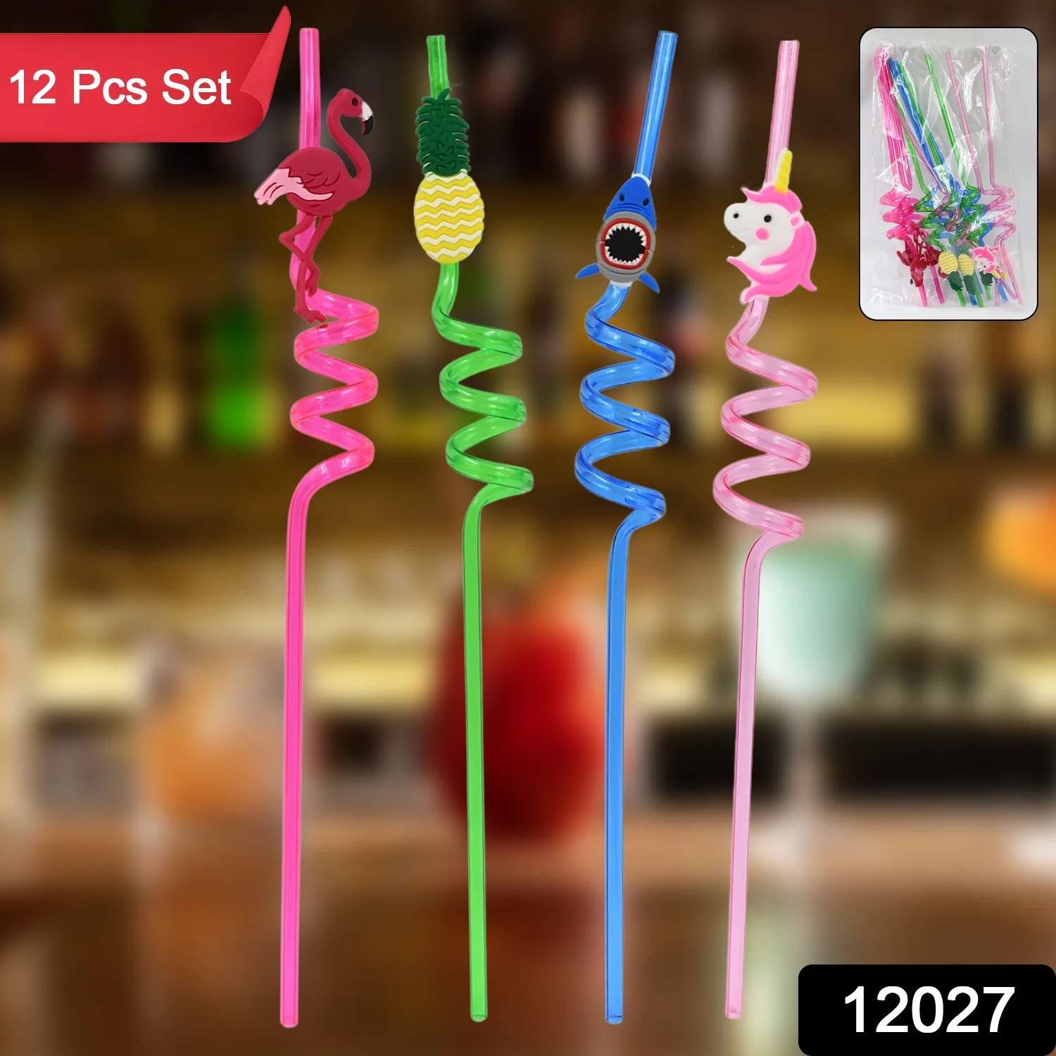 Reusable Plastic Straws (12 pcs Set / Mix Design) - Image 2