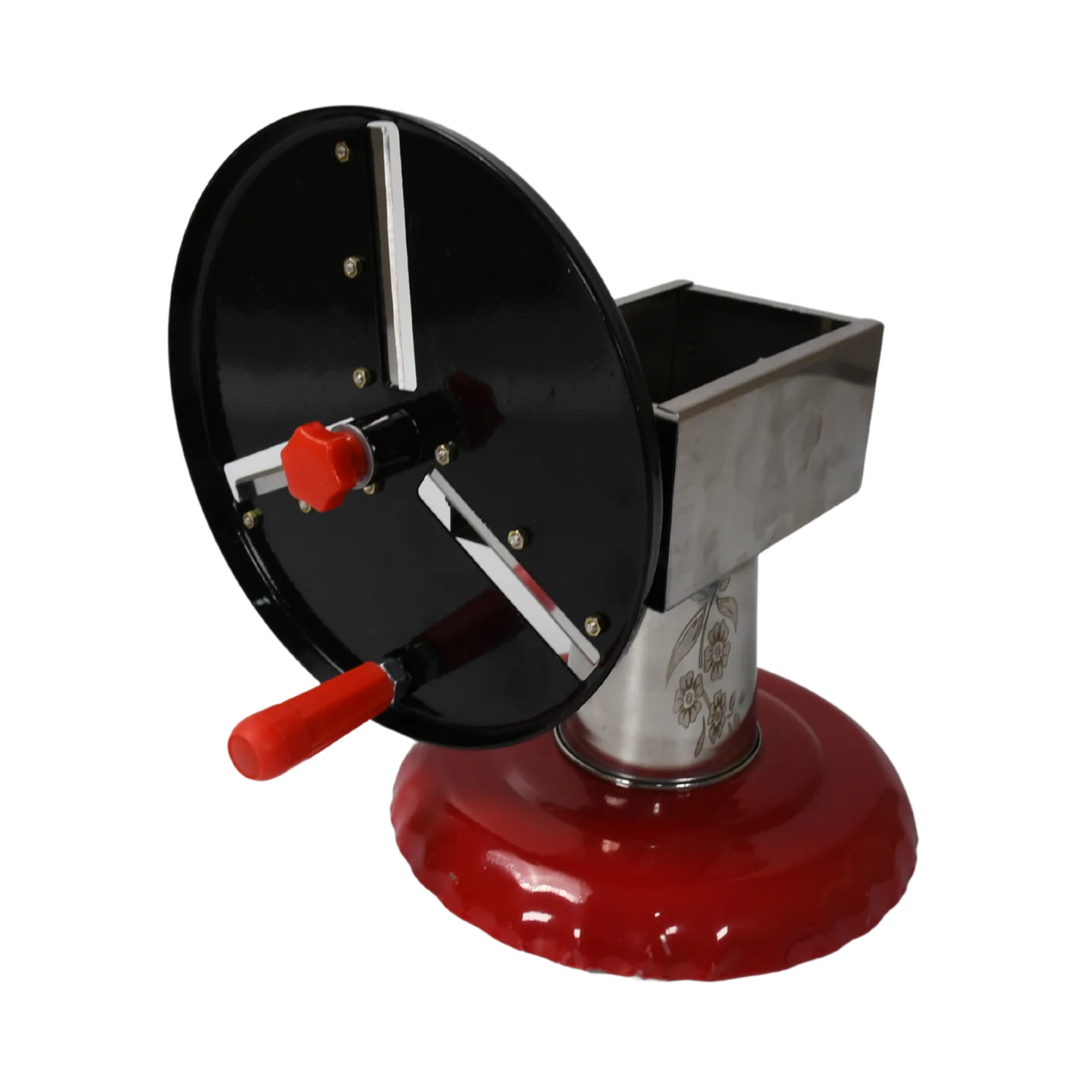 Stainless Steel Chips Maker and Vegetable Slicer for Kitchen Potato Slicer Graters and Chippers. Chips Maker is Suitable for Vegetable Cuttings. Chips Maker Consist Hard Coated Iron Wheel and Stand. - Image 5