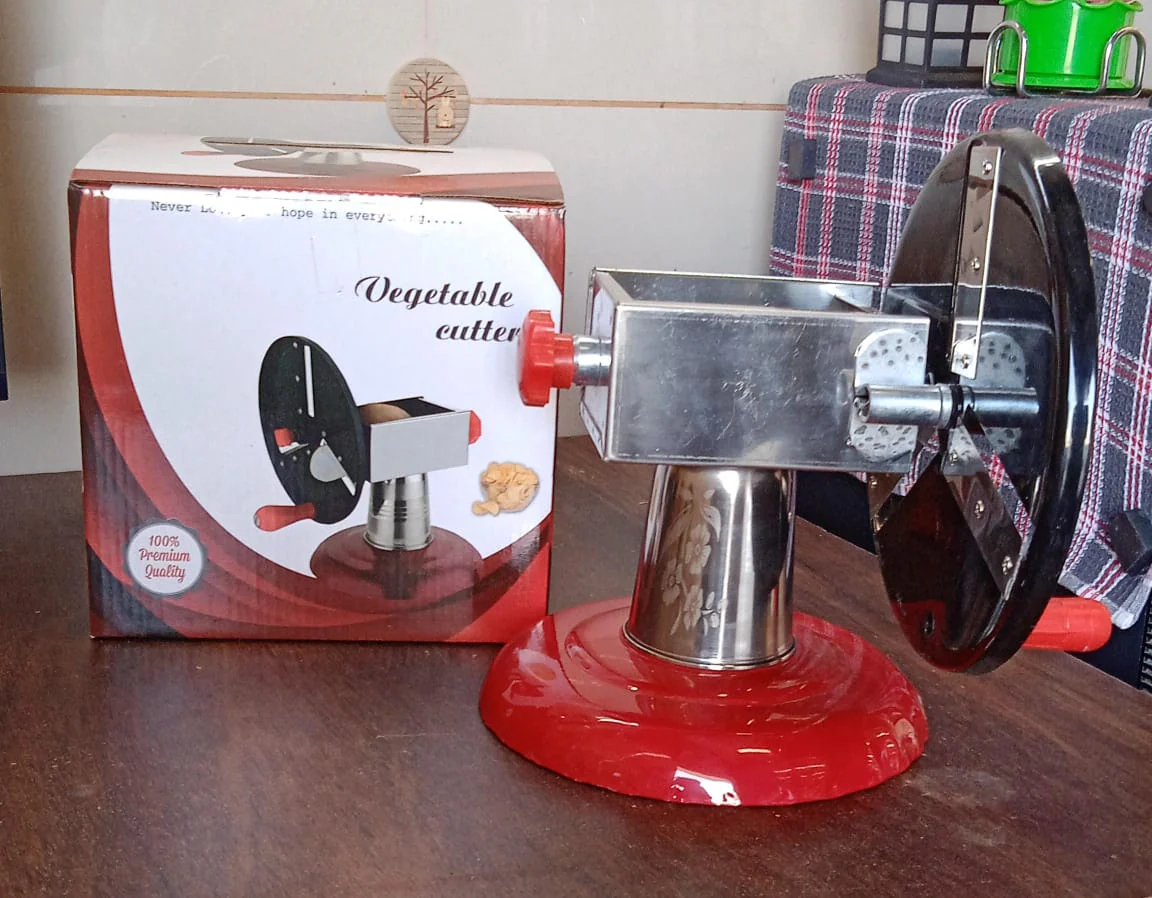 Stainless Steel Chips Maker and Vegetable Slicer for Kitchen Potato Slicer Graters and Chippers. Chips Maker is Suitable for Vegetable Cuttings. Chips Maker Consist Hard Coated Iron Wheel and Stand. - Image 8