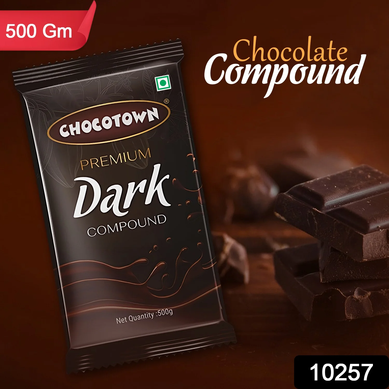 Dark Compound 500gm | Chocotown Dark Choco Slab - Image 3