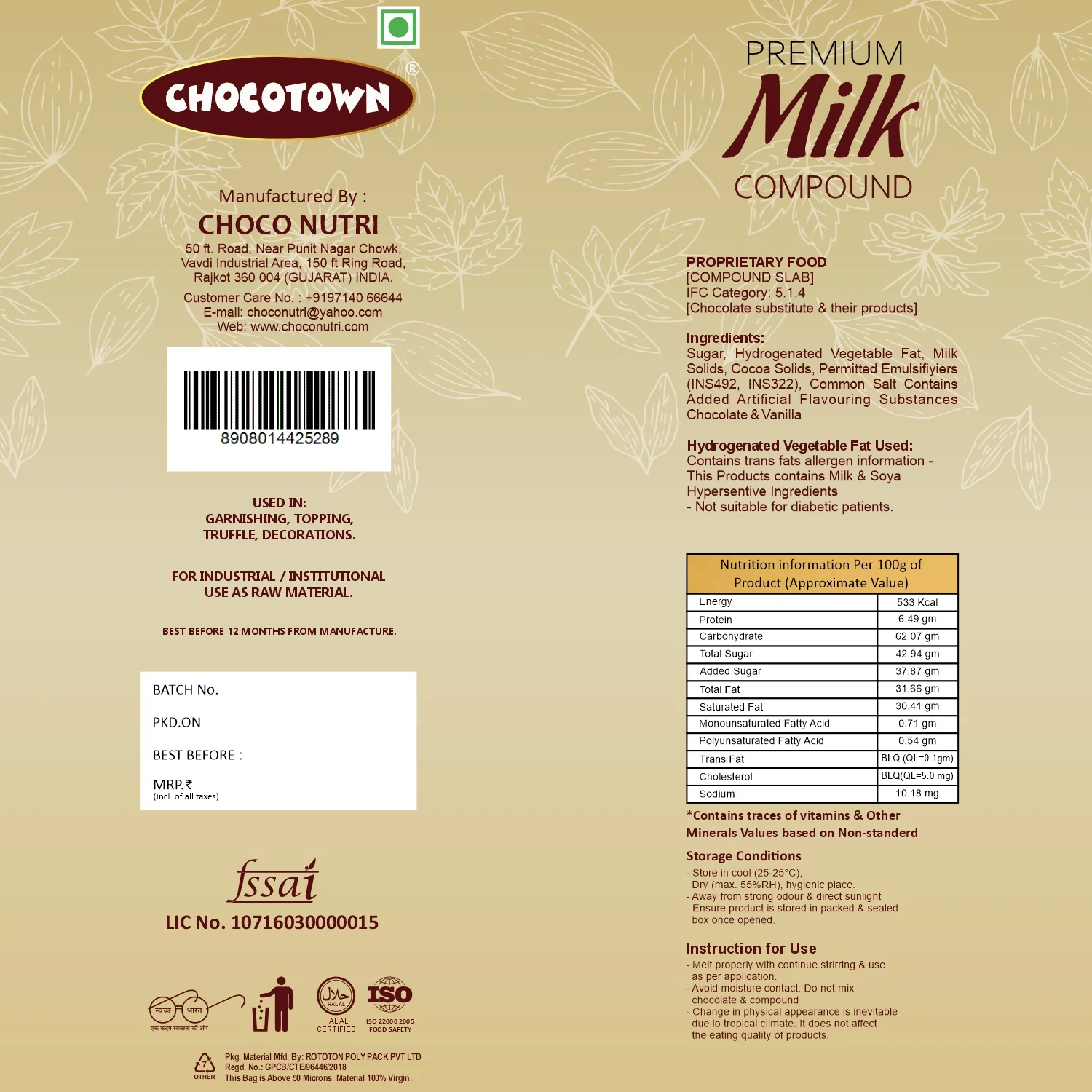 Chocotown Premium Milk Compound Slab (500 gm) - Image 5