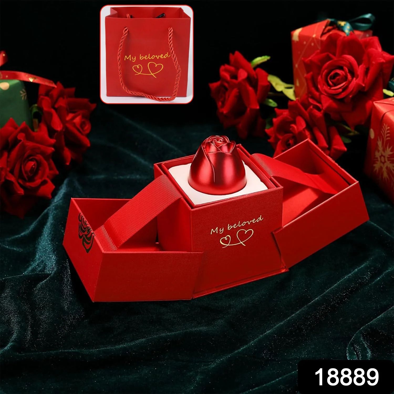 Christmas Gifts for Women Rose Ring Box Jewellery Box - Image 2