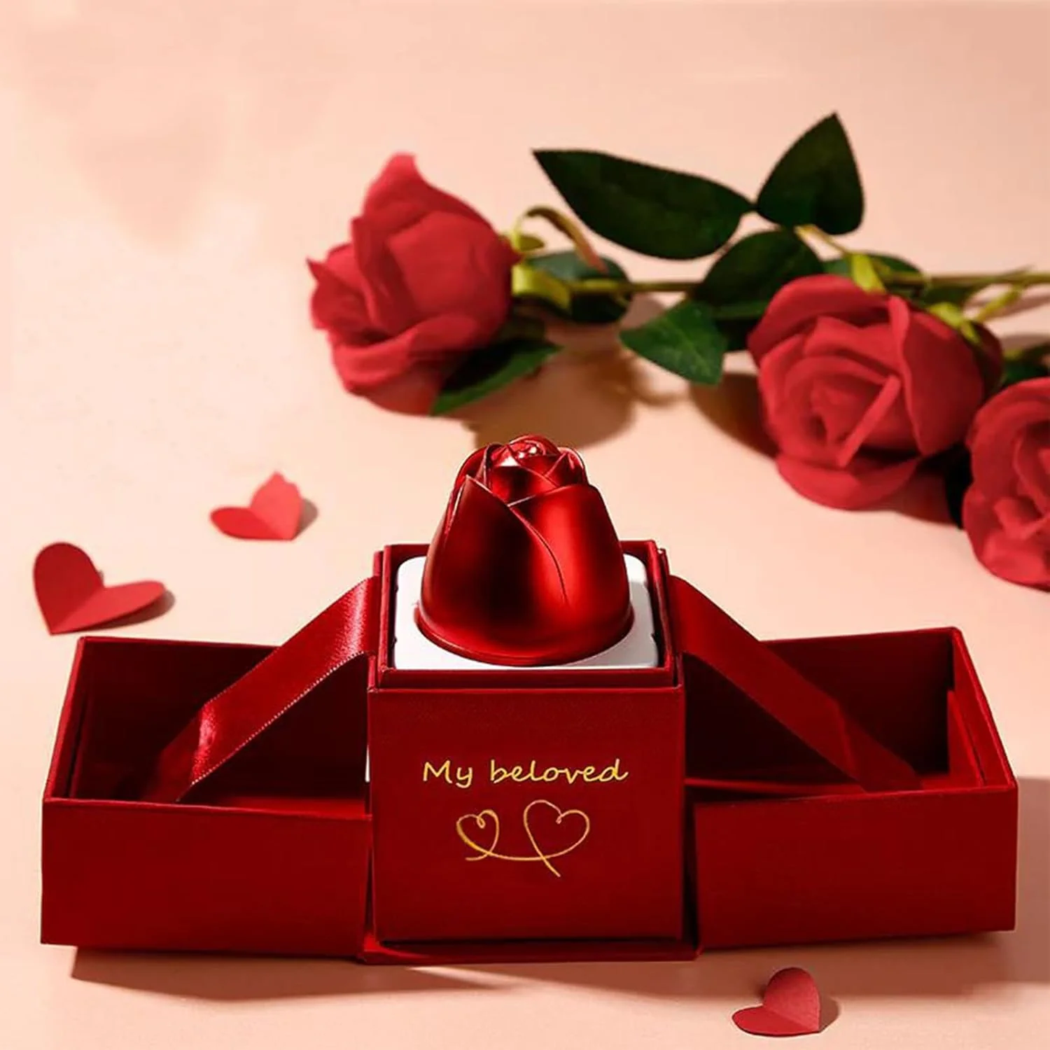 Christmas Gifts for Women Rose Ring Box Jewellery Box - Image 4