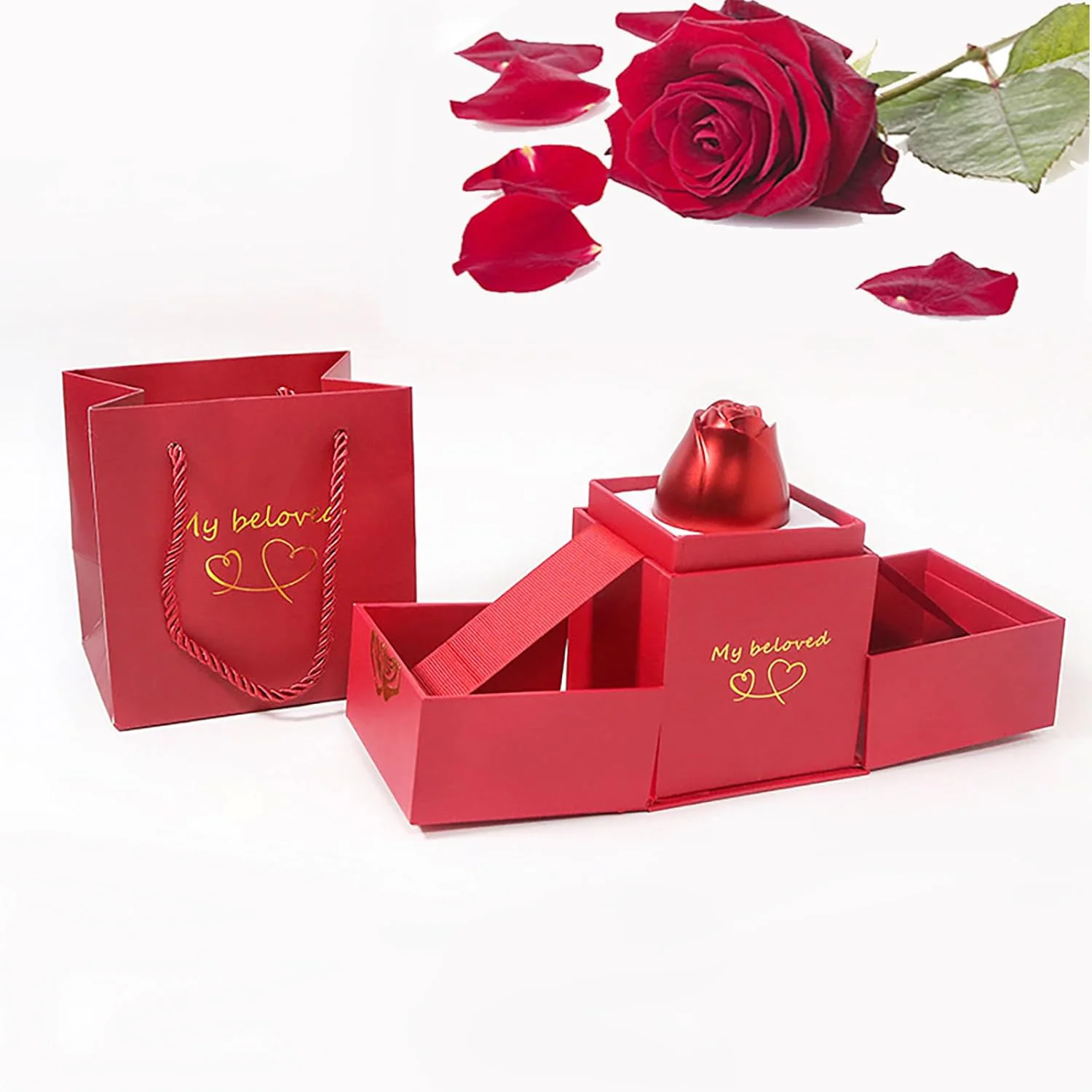 Christmas Gifts for Women Rose Ring Box Jewellery Box - Image 5
