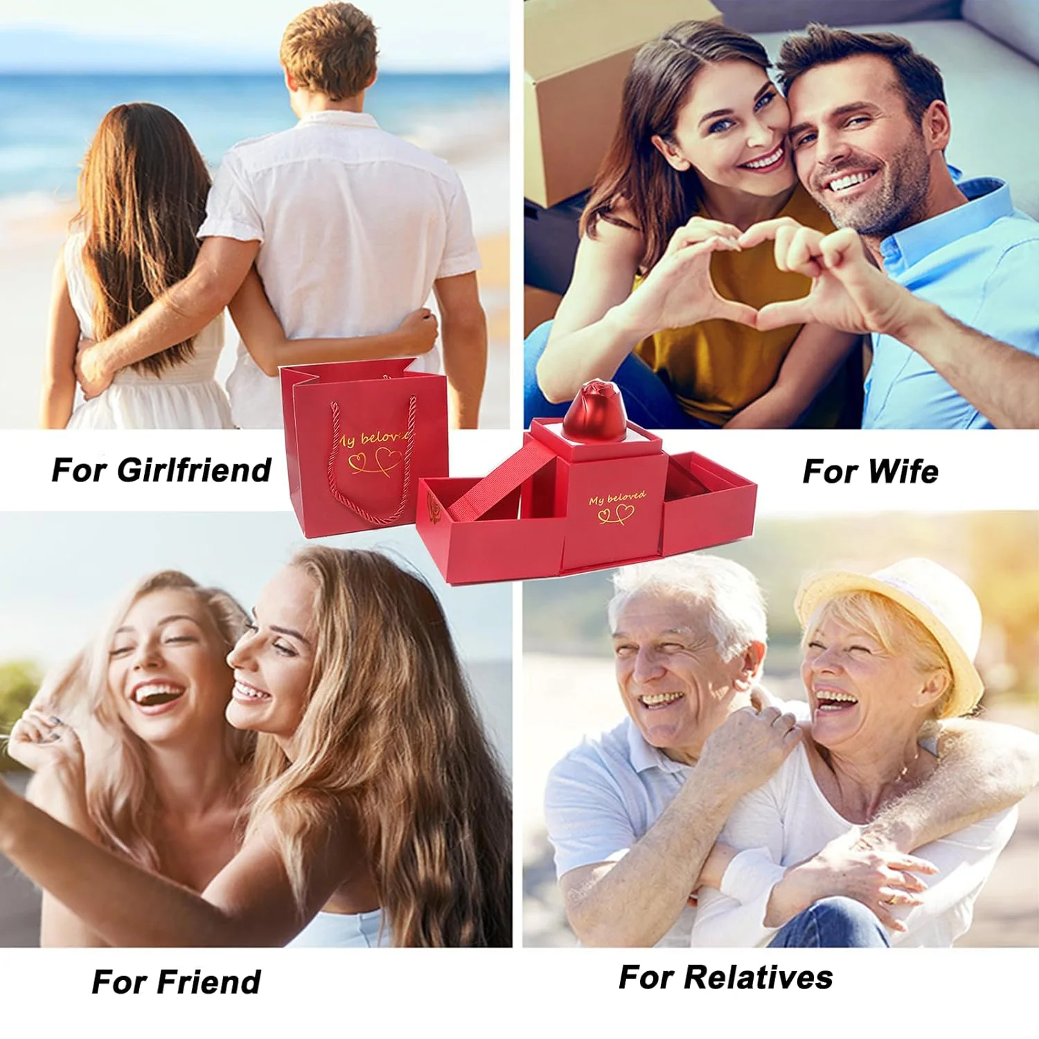 Christmas Gifts for Women Rose Ring Box Jewellery Box - Image 6