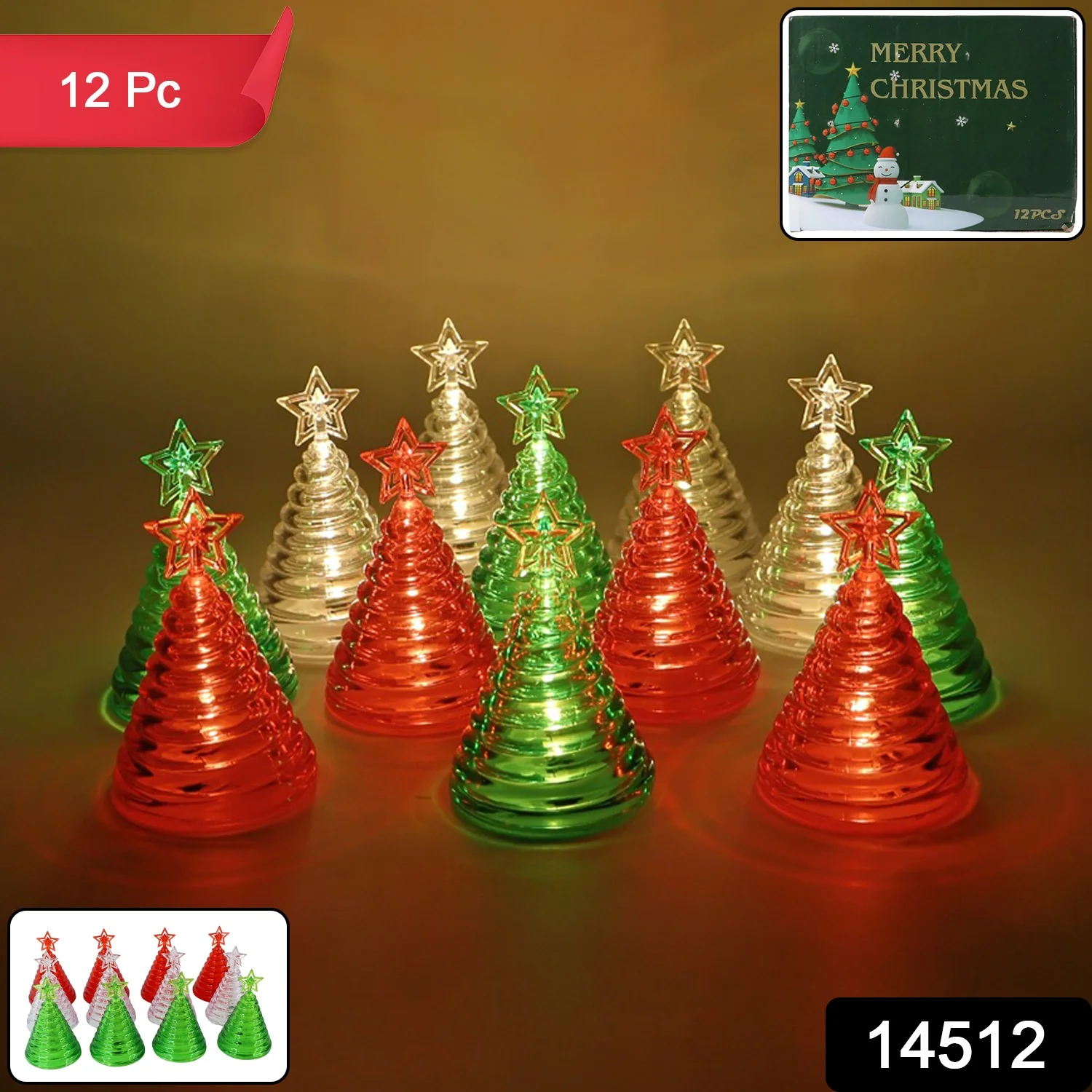 Christmas Tree Shape LED Decorative Lights (12 Pc) - Image 2
