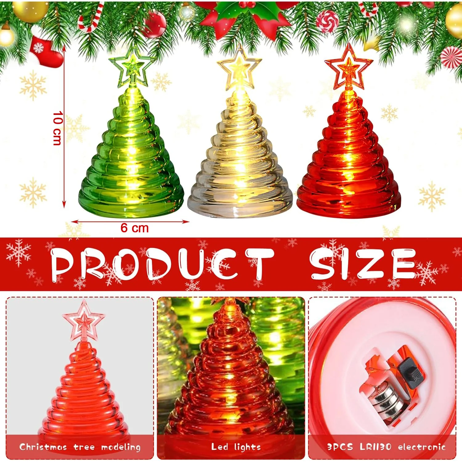 Christmas Tree Shape LED Decorative Lights (12 Pc) - Image 7