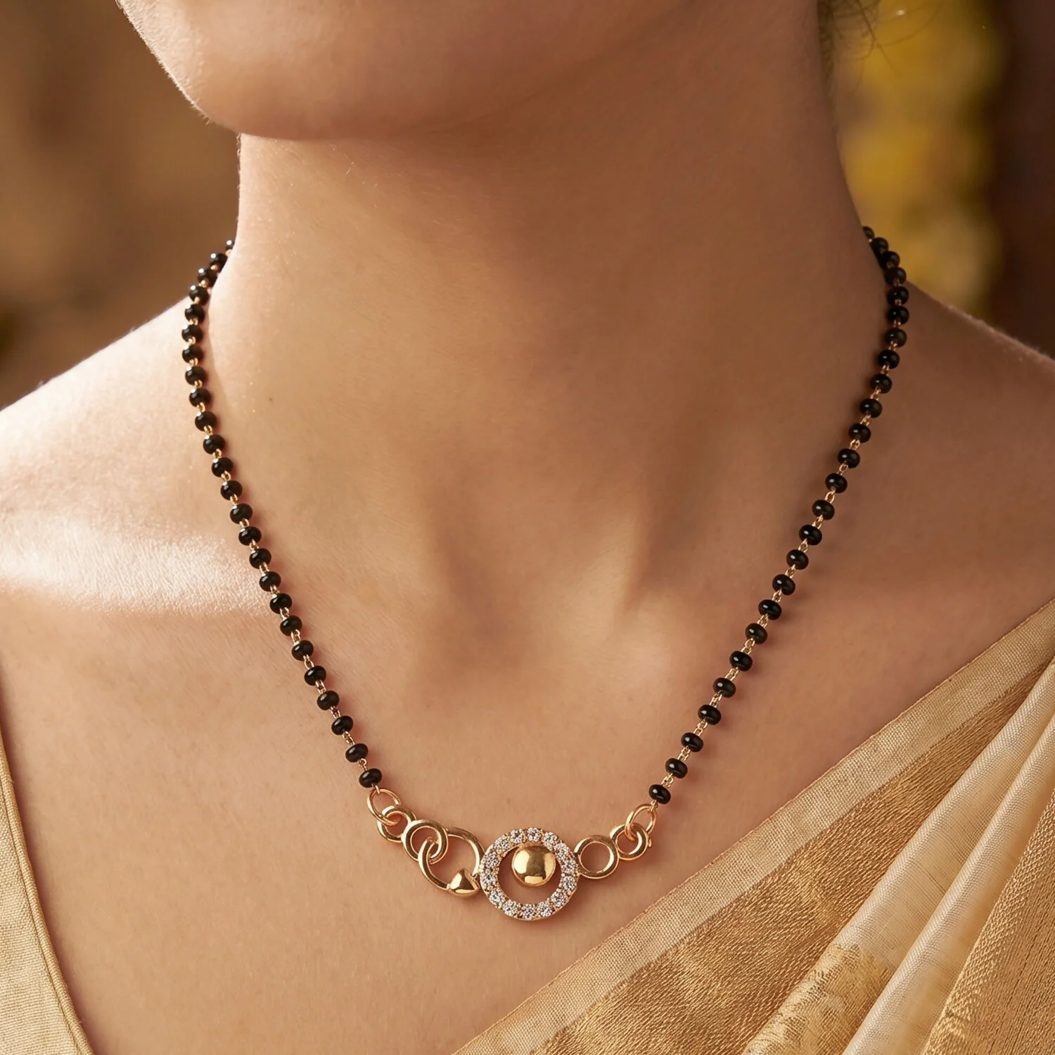 Circular Modern Mangalsutra Necklace with Stylish Charm Design - Image 3