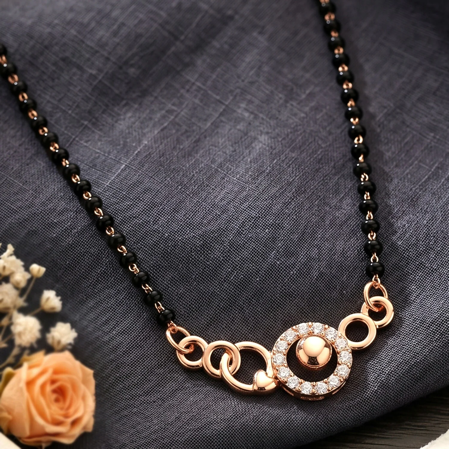 Circular Modern Mangalsutra Necklace with Stylish Charm Design - Image 5