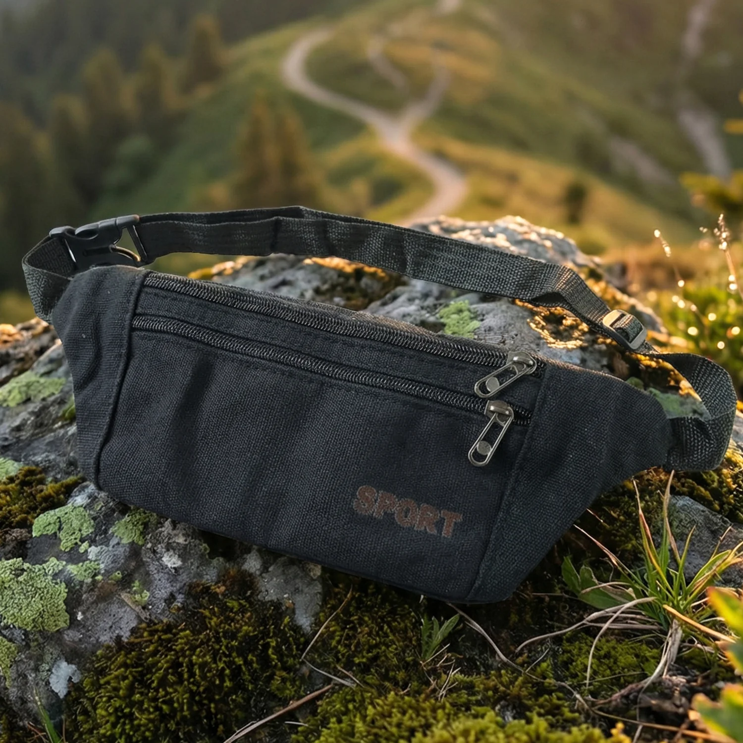 Classic Black Sports Waist Bag (1 Pc) - Image 5
