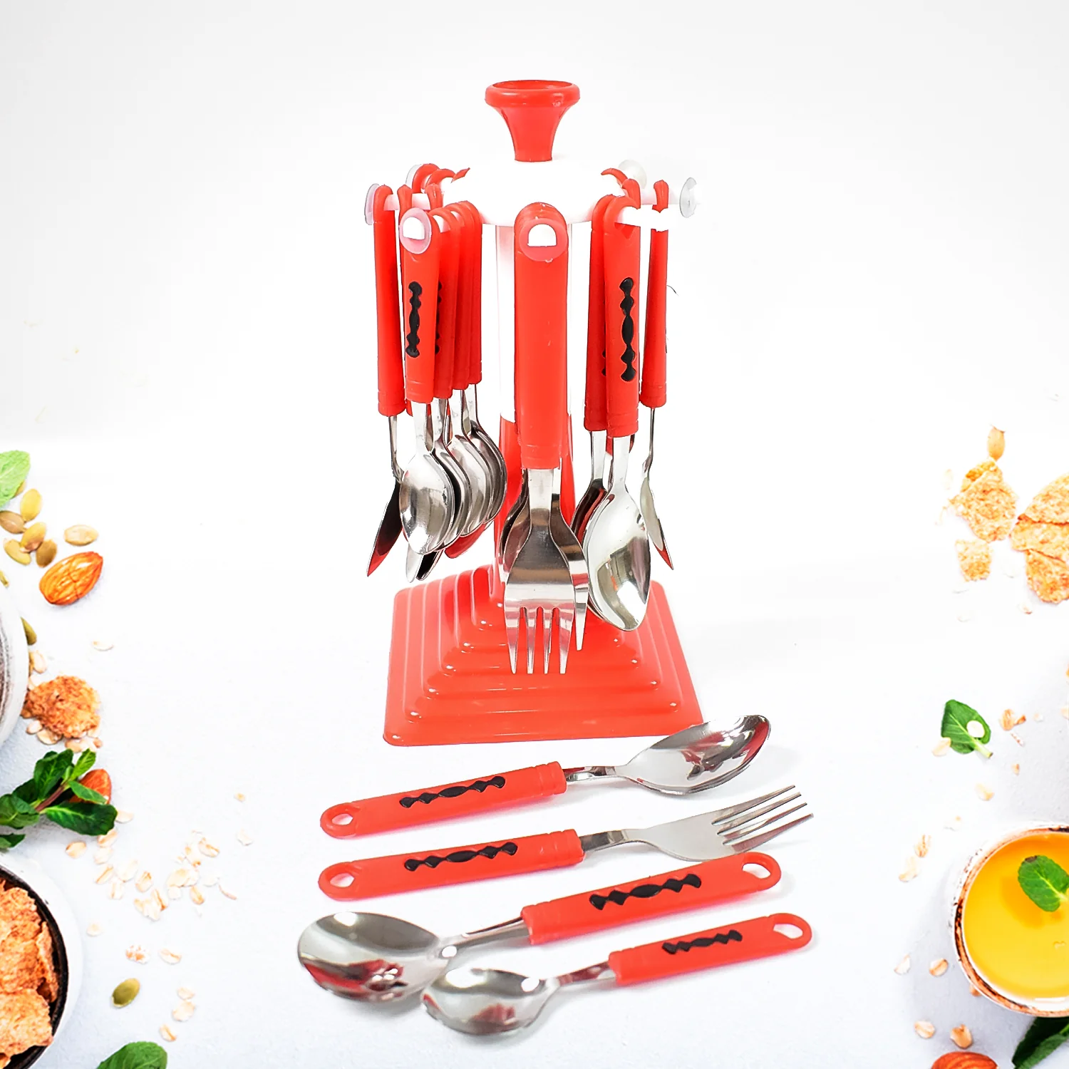 Classic Cutlery Set for Dining Table Stainless Steel 24-Piece Set With Stand (1 Set - Image 5
