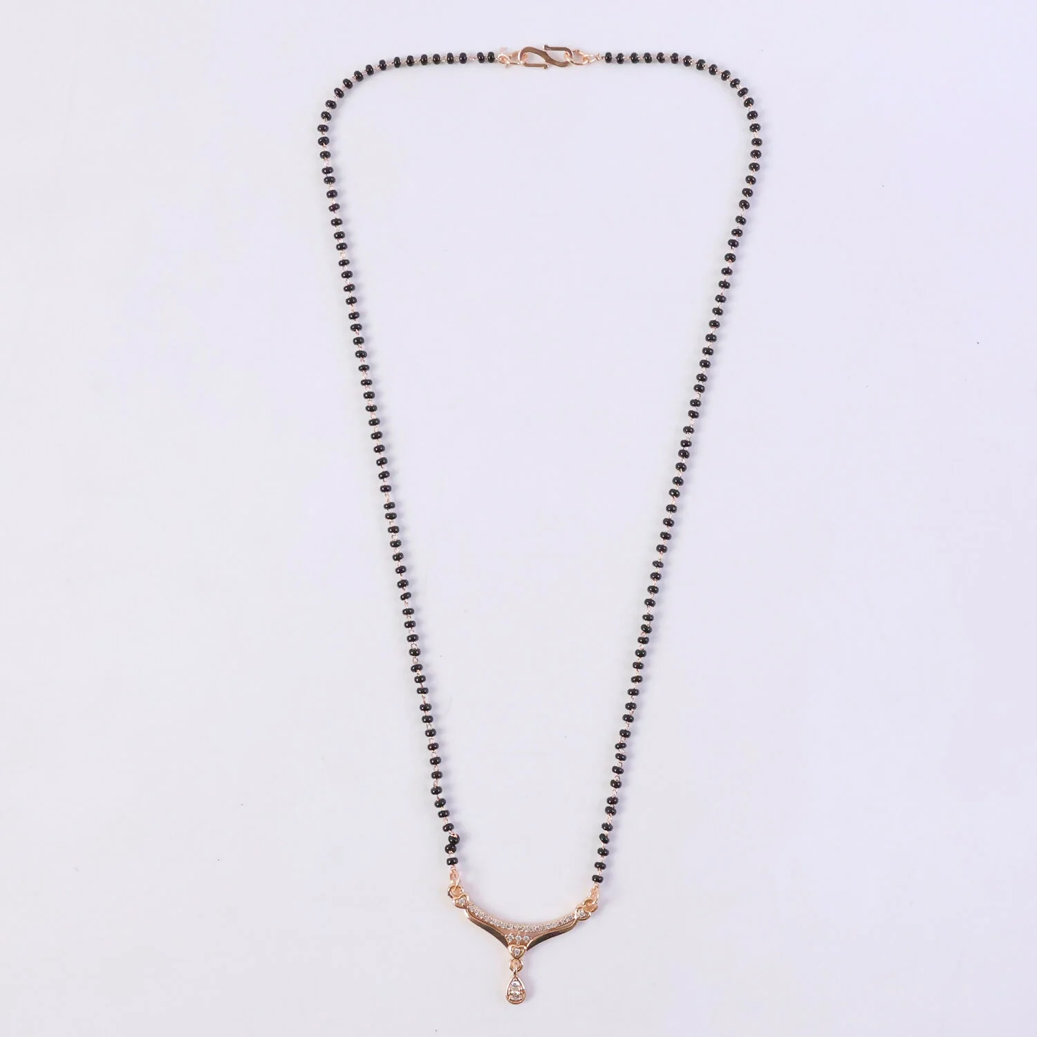 Classic Drop Pendant Mangalsutra with Curved Stone Bar - Image 6
