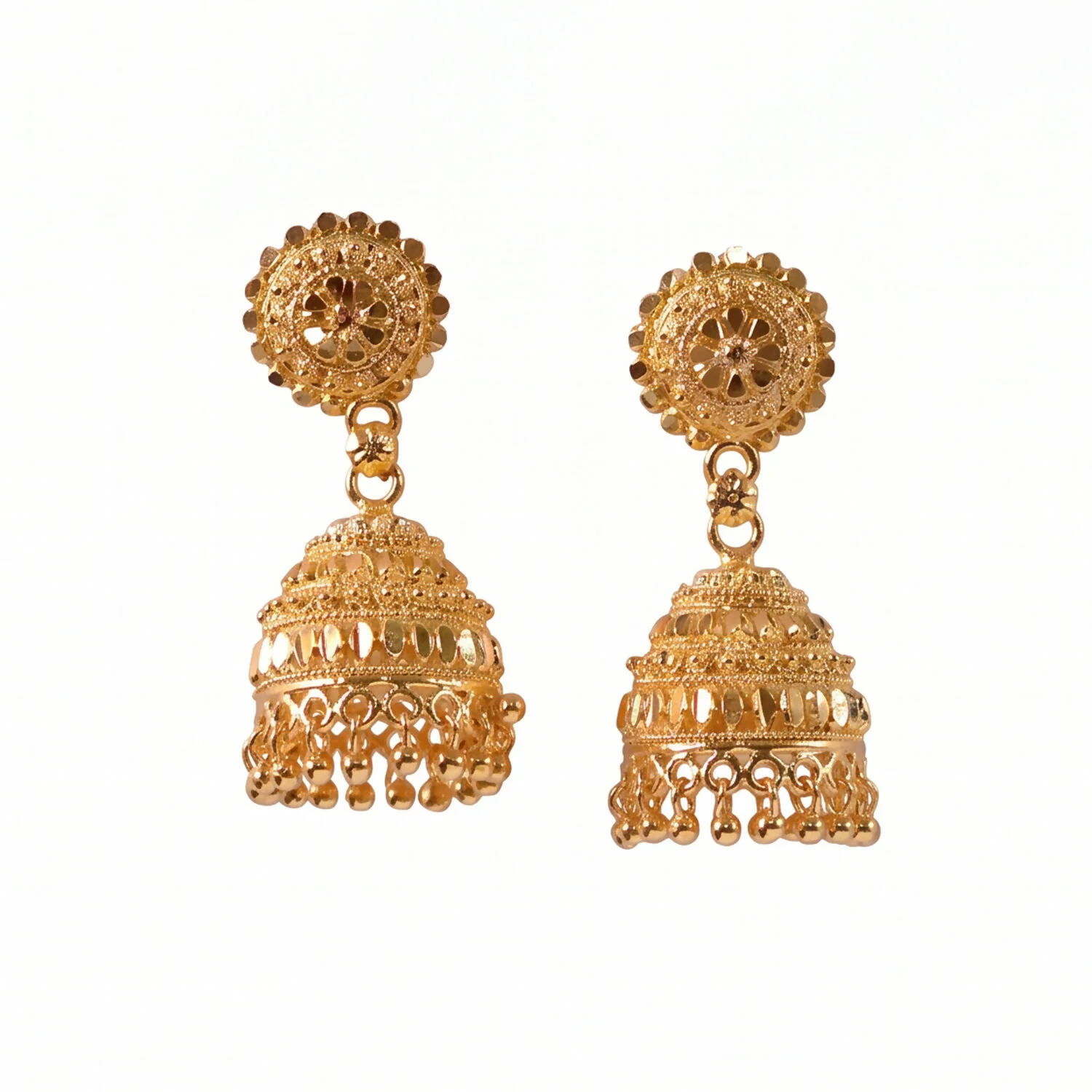 Classic Gold Jhumka Earrings with Elegant Pearl Danglers for Wedding and Cultural Events - Image 6