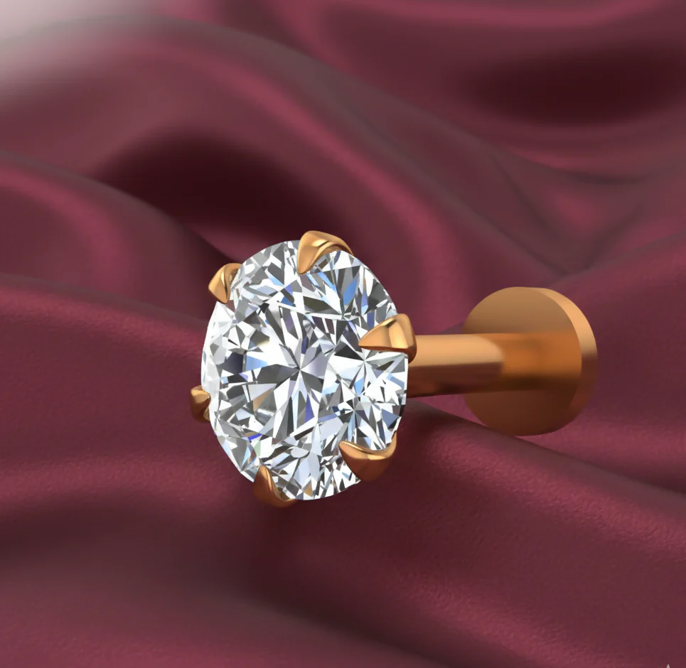 Classic Gold plated AD Nosepin stud Minimal Bridal Stud for women and girls - Image 2