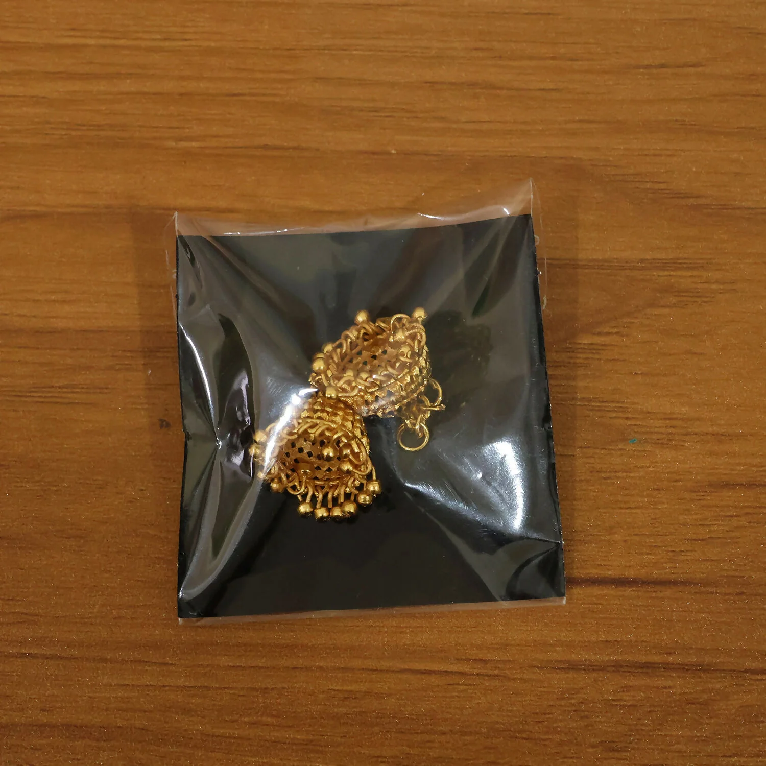 Classic Gold-Plated Jhumka with Layered Dome and Bead Detailing - Image 6