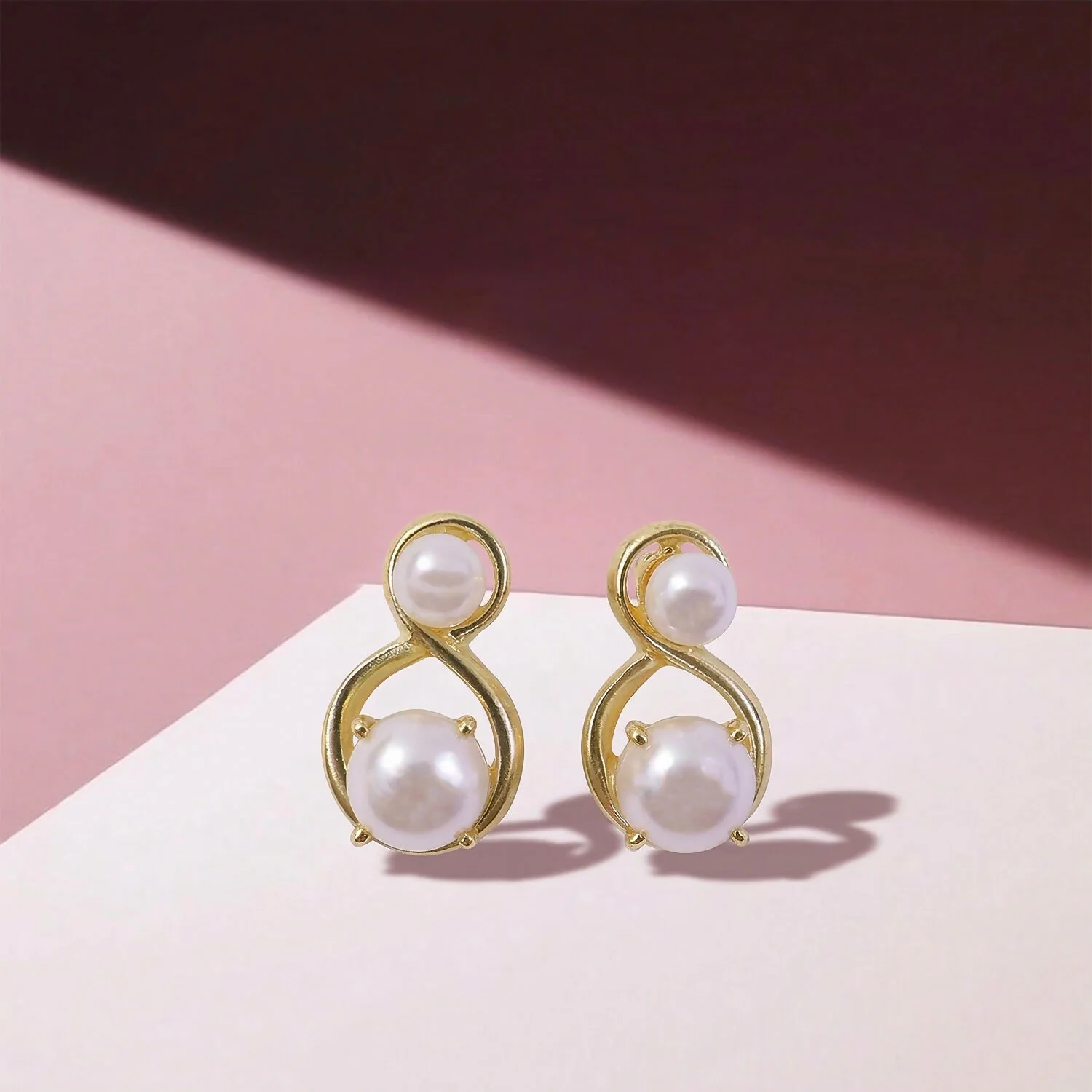 Classic Korean Pearl Infinity Stud Earrings For Girls And Women - Image 3
