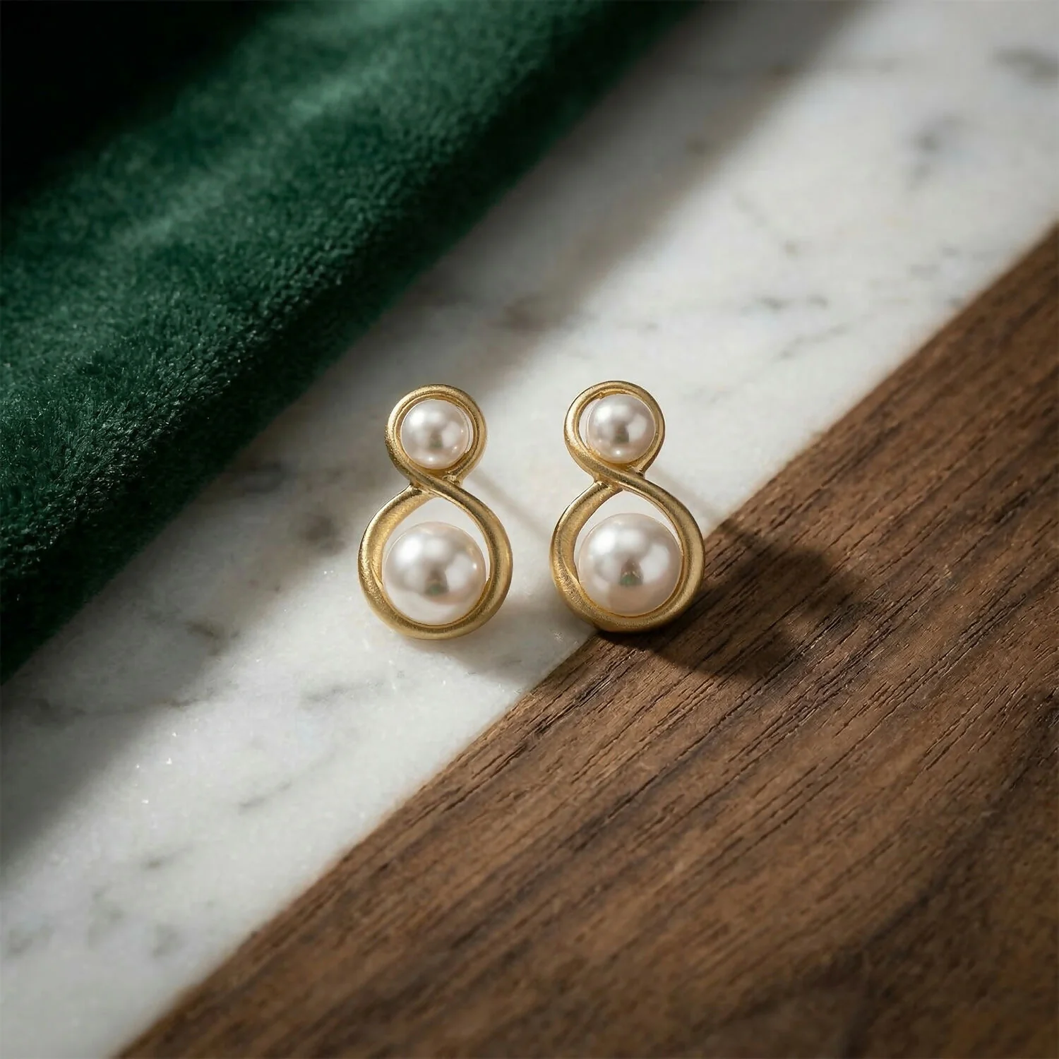Classic Korean Pearl Infinity Stud Earrings For Girls And Women - Image 4