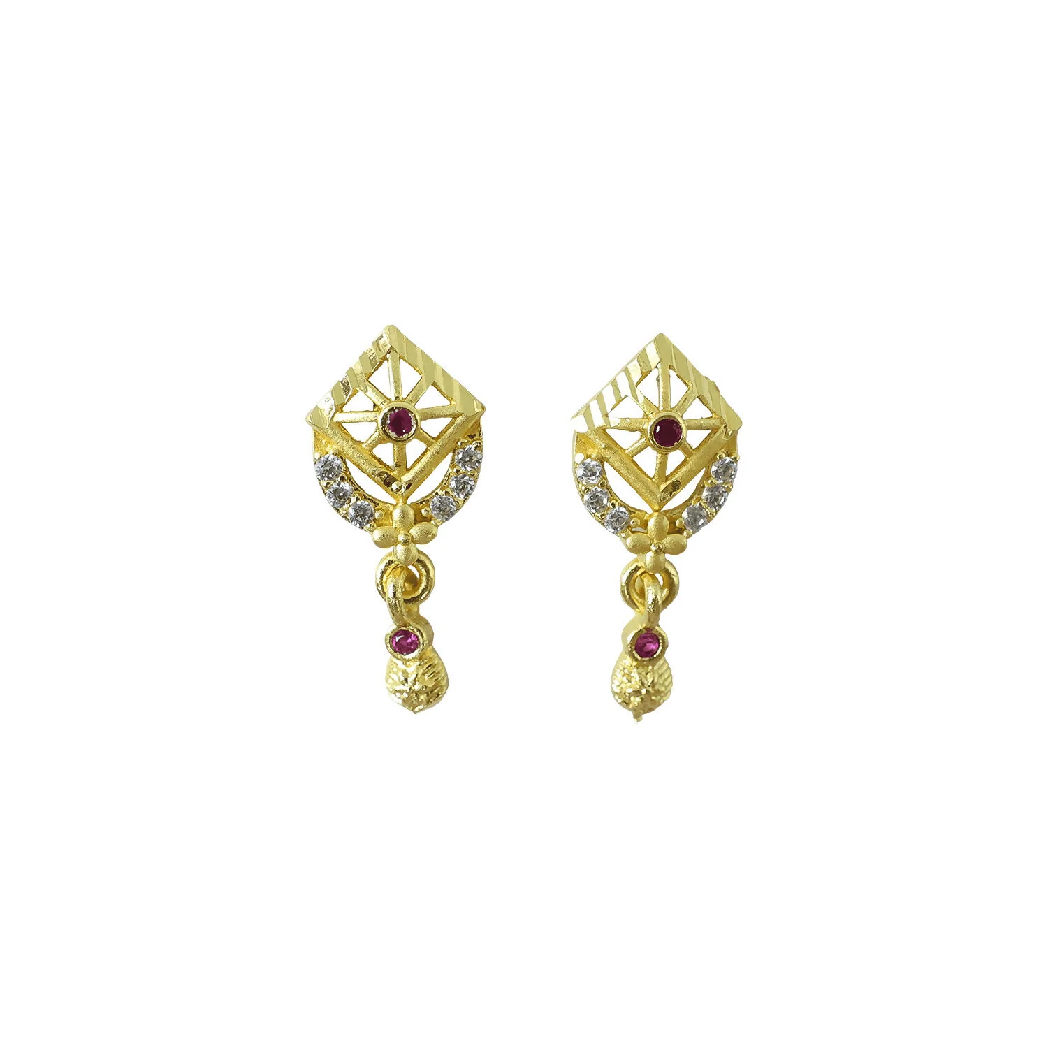 Classic Leaf Pattern Gold Plated Drop Earrings for Ethnic Wear - Image 5