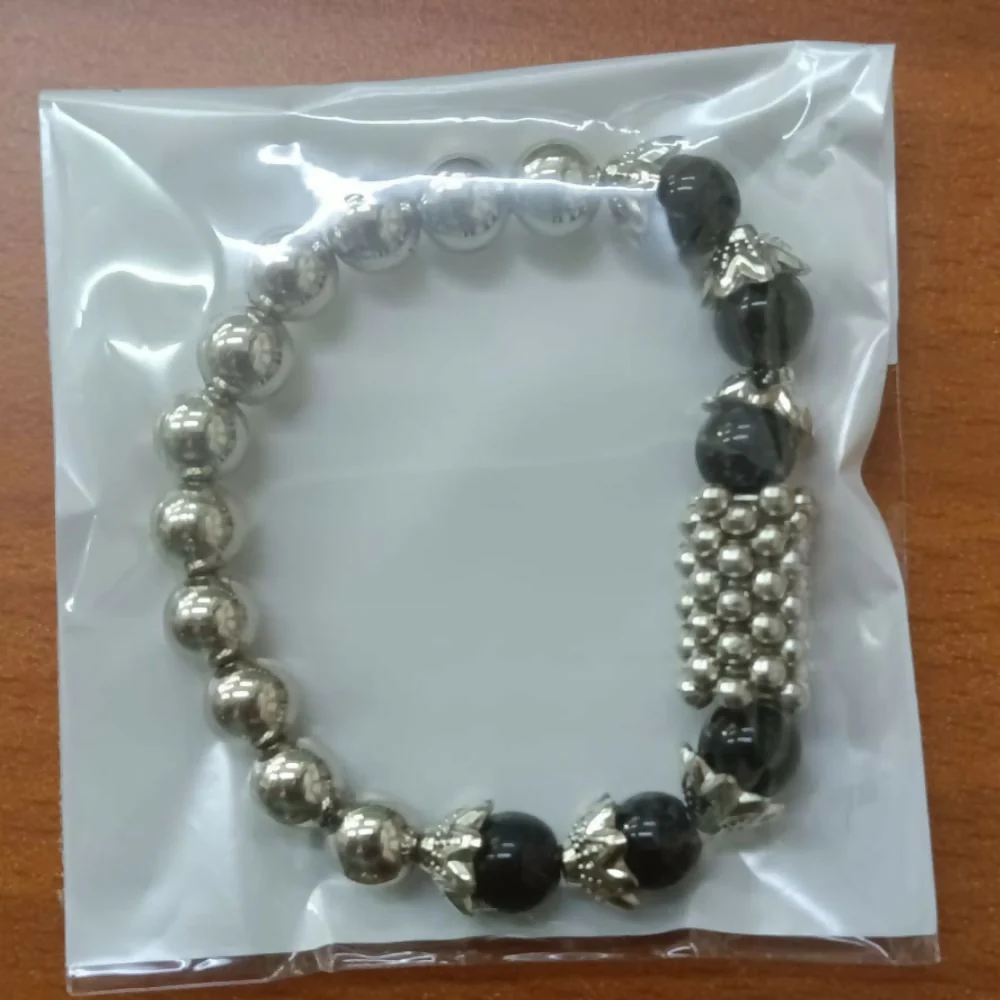 Classic Multi Beads Bracelet with Designer Silver Detailing - Image 4