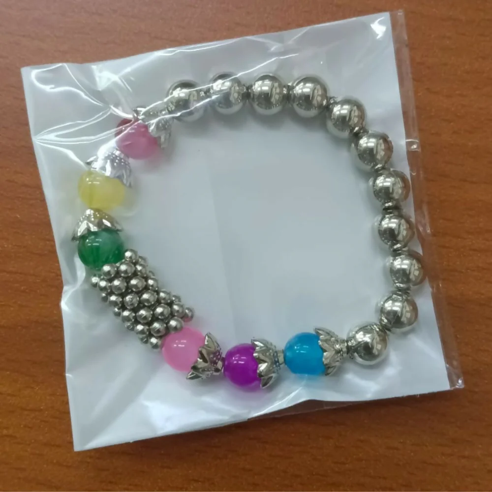 Classic Multi Beads Bracelet with Designer Silver Detailing - Image 4