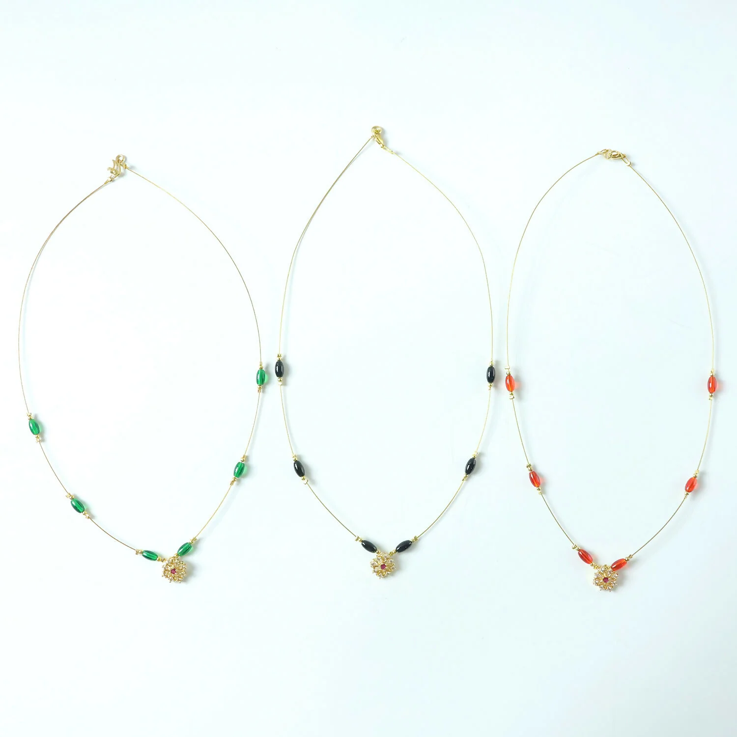 Classic Multicolor Bead Necklace with Floral Drop Pendant - Image 6