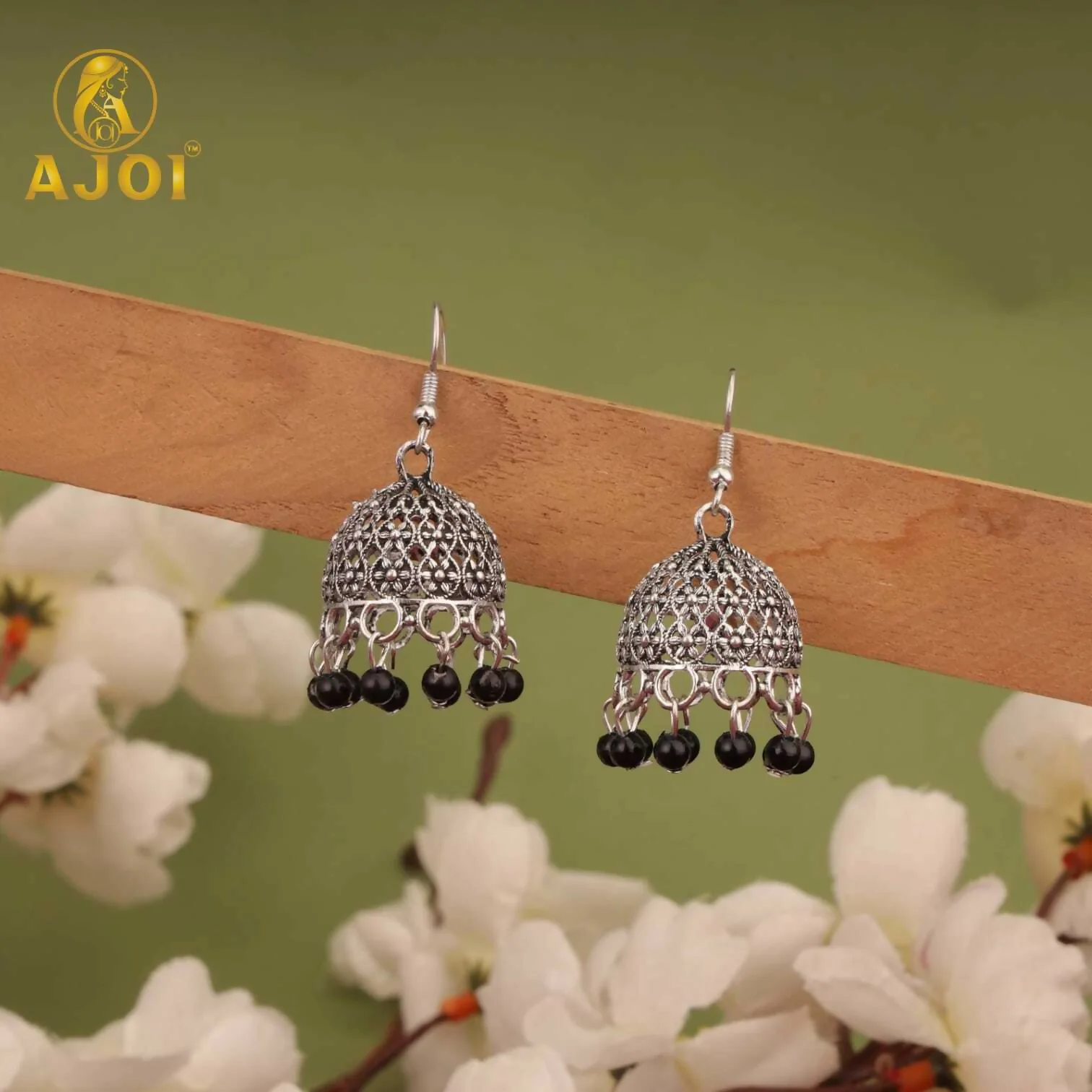 Classic Oxidised Silver Pearl & Beaded Jhumka Earrings Combo Set for Women & Girls (Set of 3) - Image 2