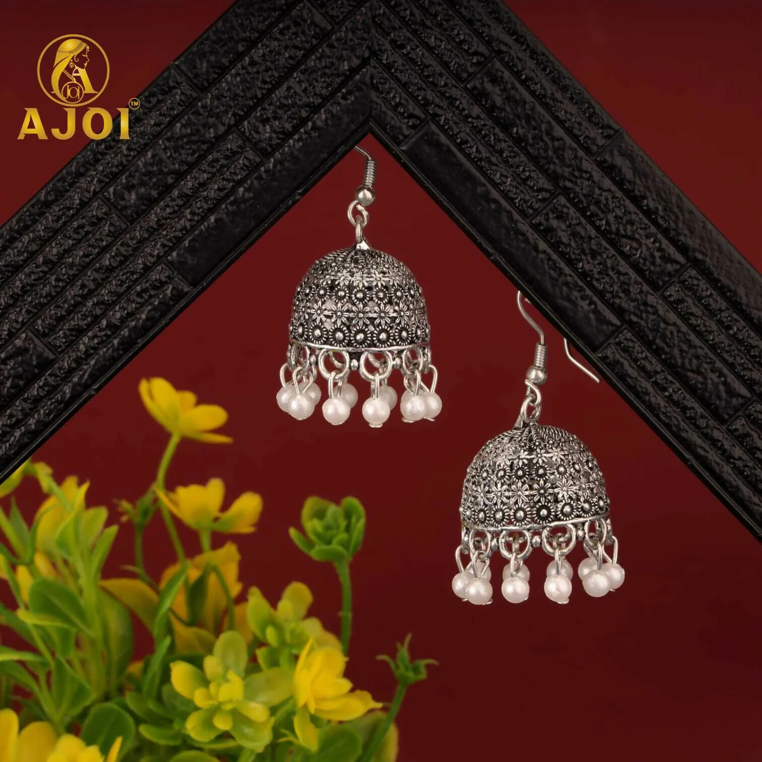 Classic Oxidised Silver Pearl & Beaded Jhumka Earrings Combo Set for Women & Girls (Set of 3) - Image 3