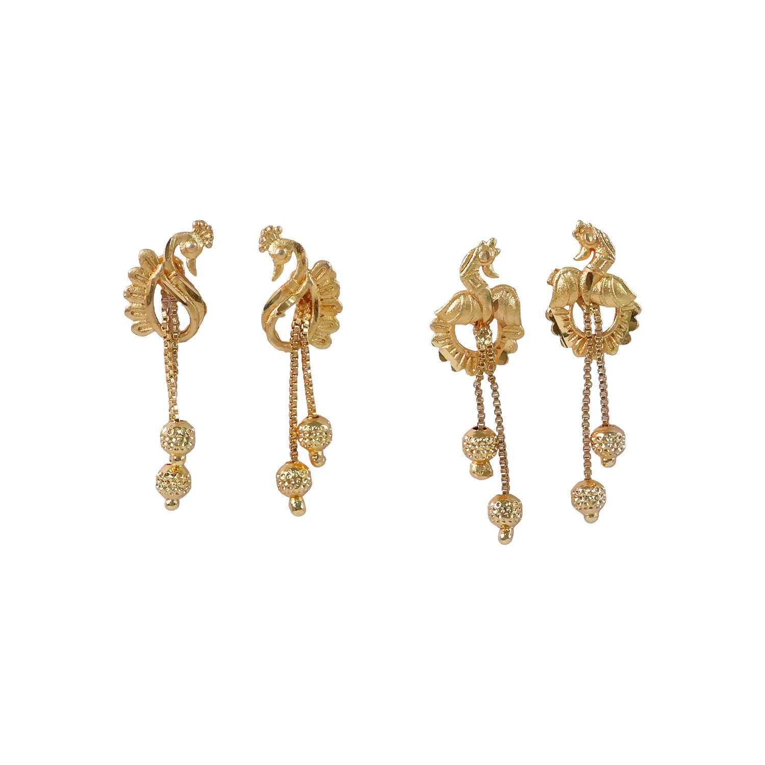 Classic Peacock Gold-Plated Dangling Earrings for Festive Wear (2 Pair) - Image 5