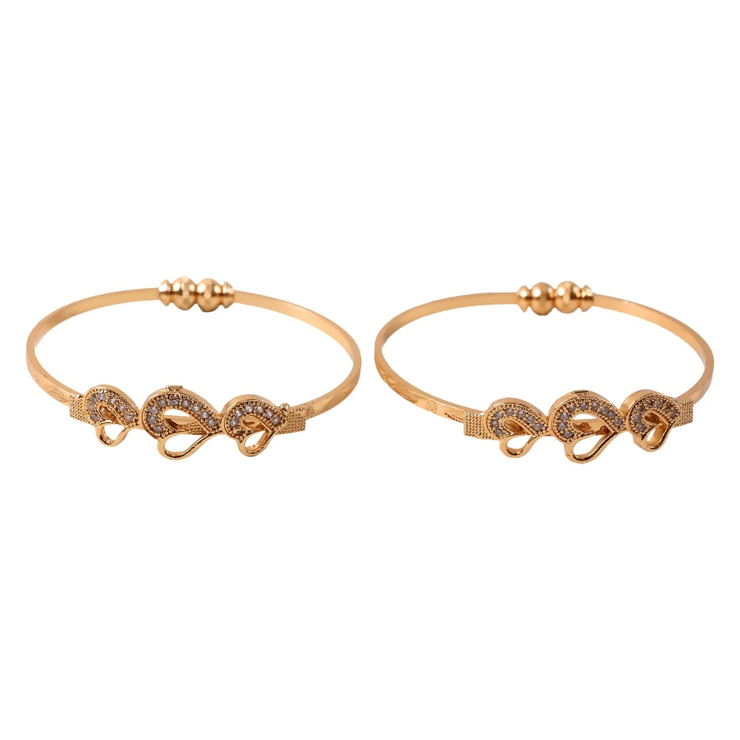 Classic Silver Plated Textured Kada Bracelet for Women and Girls (2 Pc) - Image 5