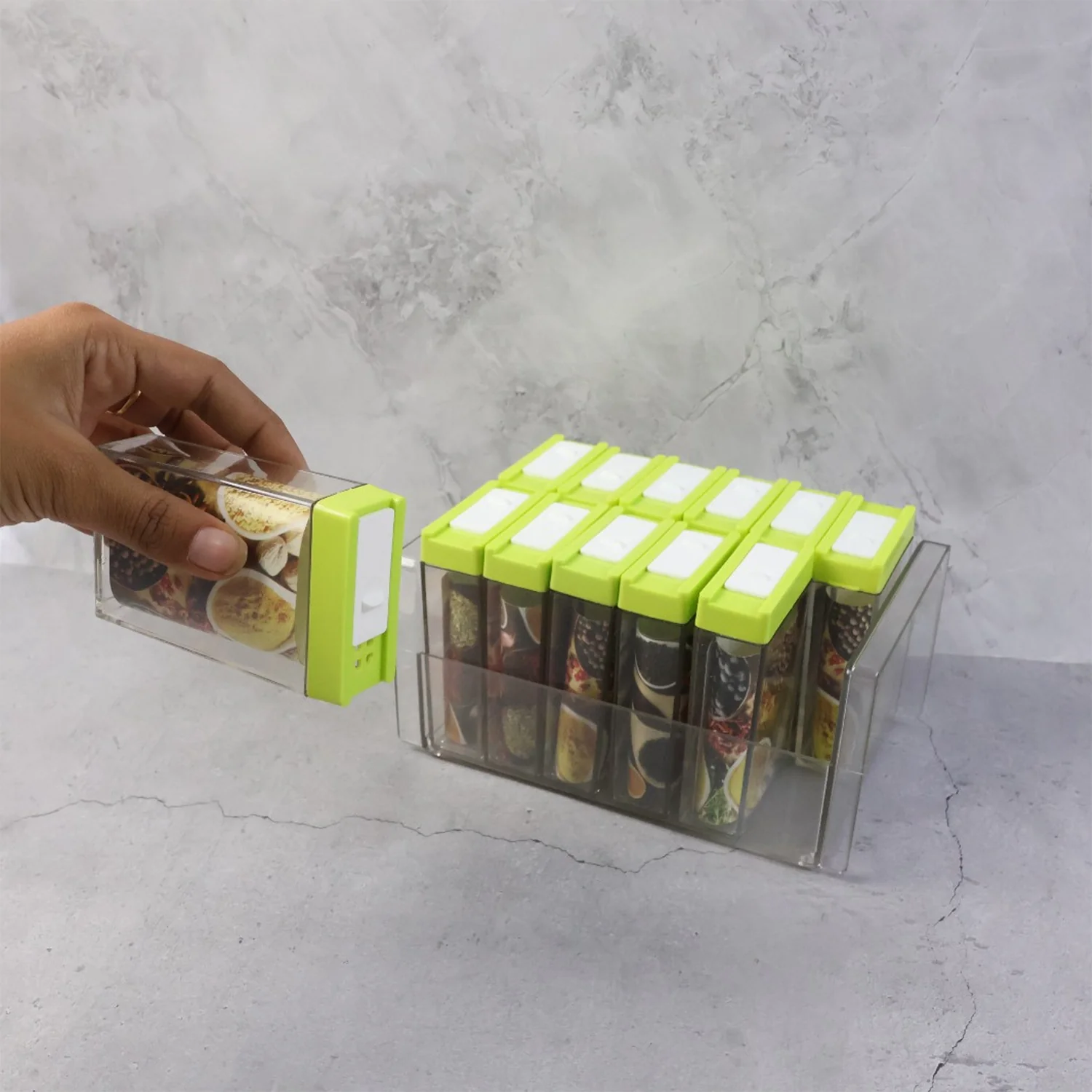 Classic Transparent Spice Rack with Stand – 12 Piece - Image 6
