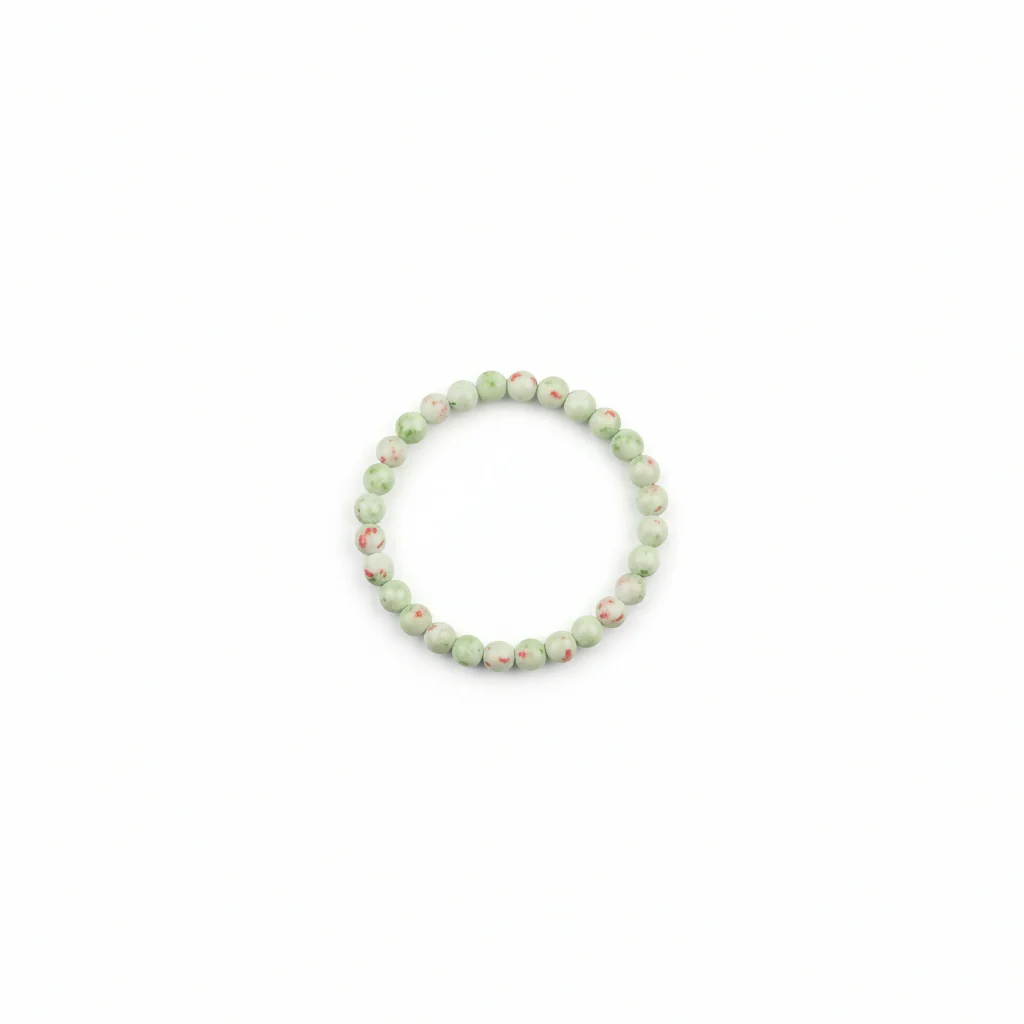 Classic White Printed Beads Stretch Bracelet - Image 3