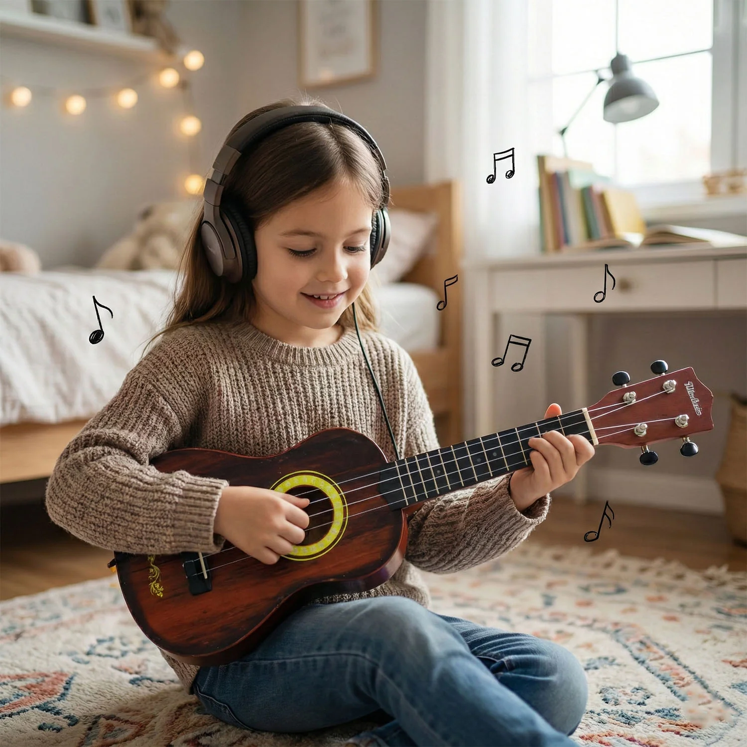 Classic Wooden Ukulele guitar for Kids & Beginners (1 Pc) - Image 7