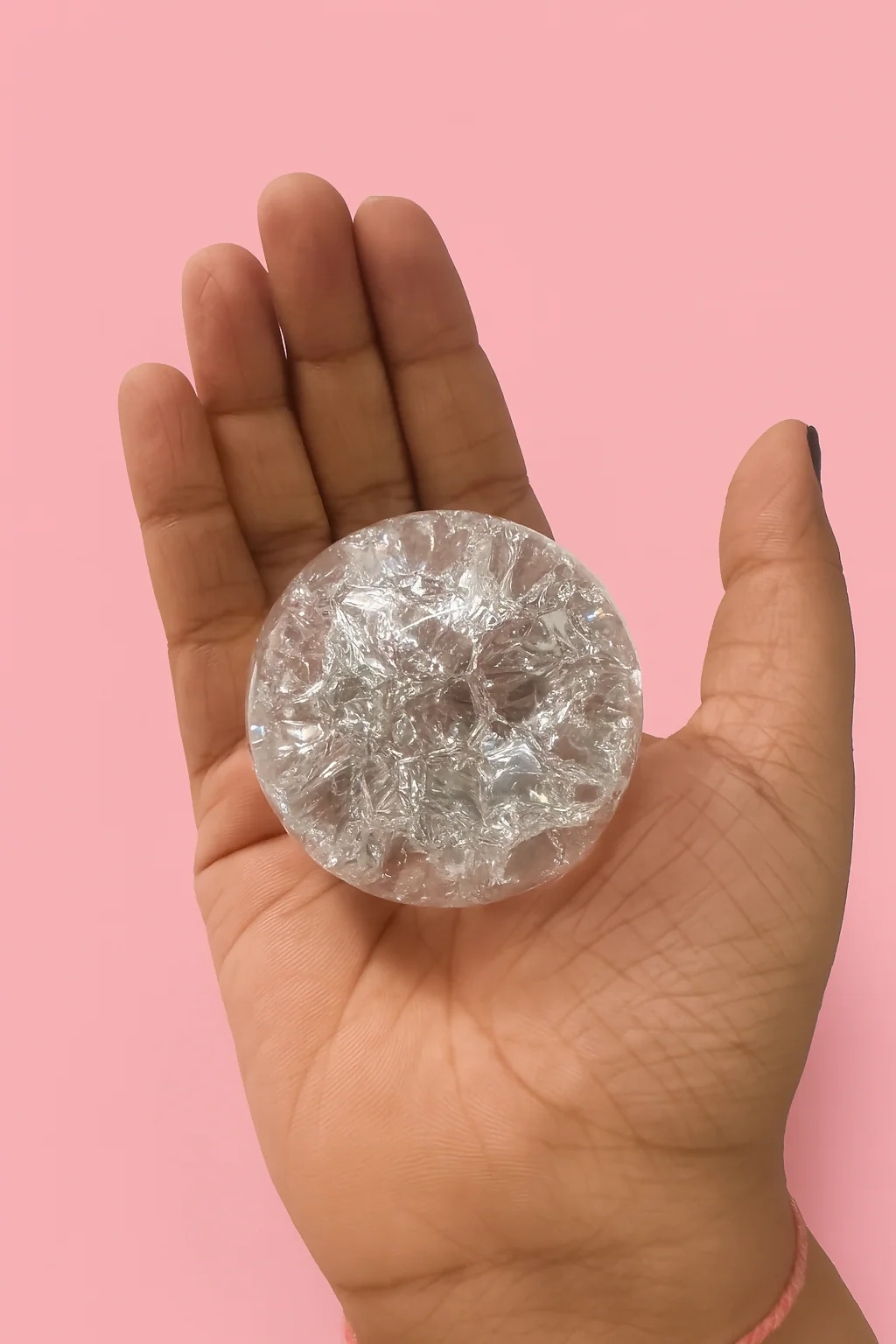 Clear Crackle Crystal Glass Ball for Home Decor Orb Showpiece for Tabletop or Office - Image 2