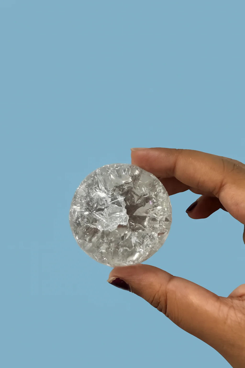 Clear Crackle Crystal Glass Ball for Home Decor Orb Showpiece for Tabletop or Office - Image 3