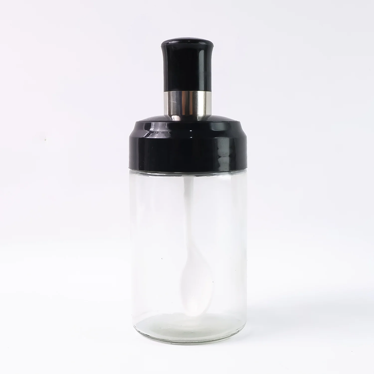 Clear Glass Spice Jar with Integrated Spoon & Airtight Lid (250ml Approx) - Image 5
