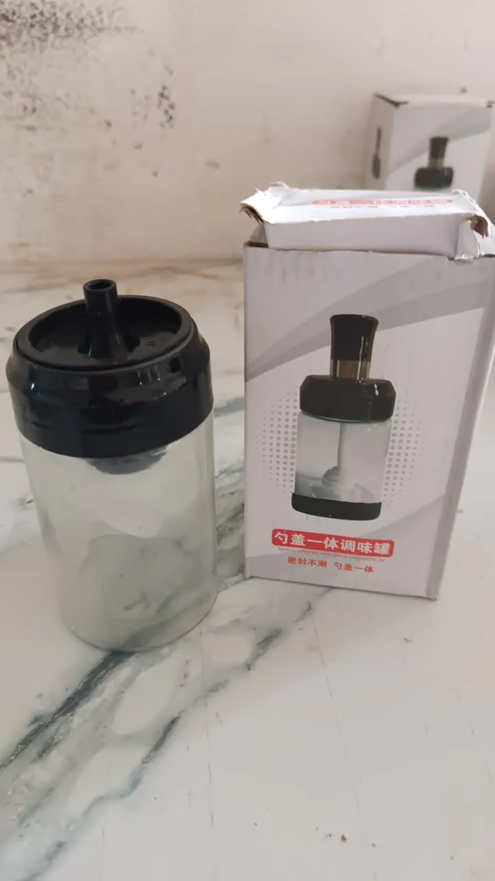 Clear Glass Spice Jar with Integrated Spoon & Airtight Lid (250ml Approx) - Image 7
