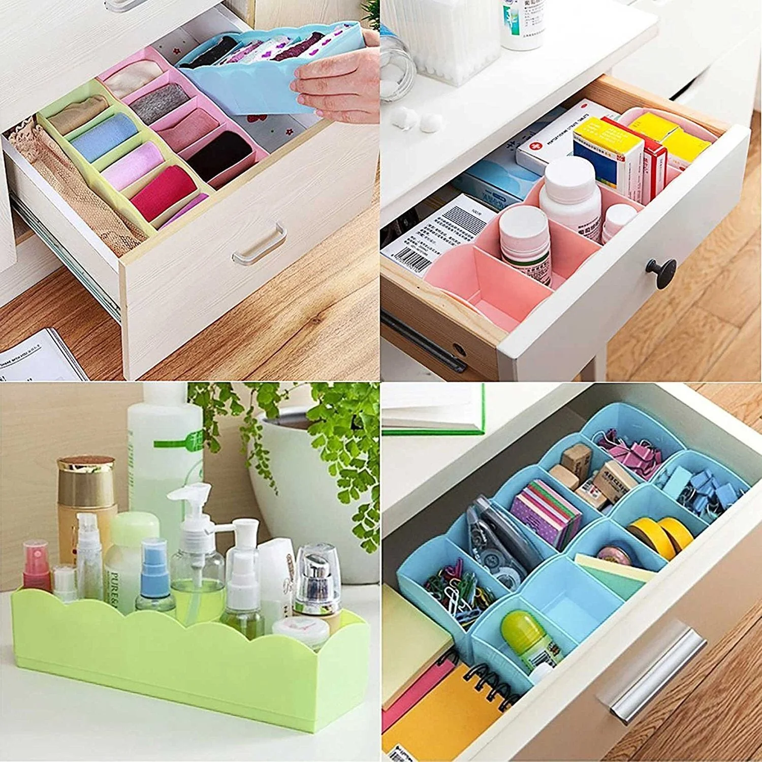 Dividers Tray Organizer Clear Plastic Bead Storage Tray, Socks tray (Multicolour) - Image 12