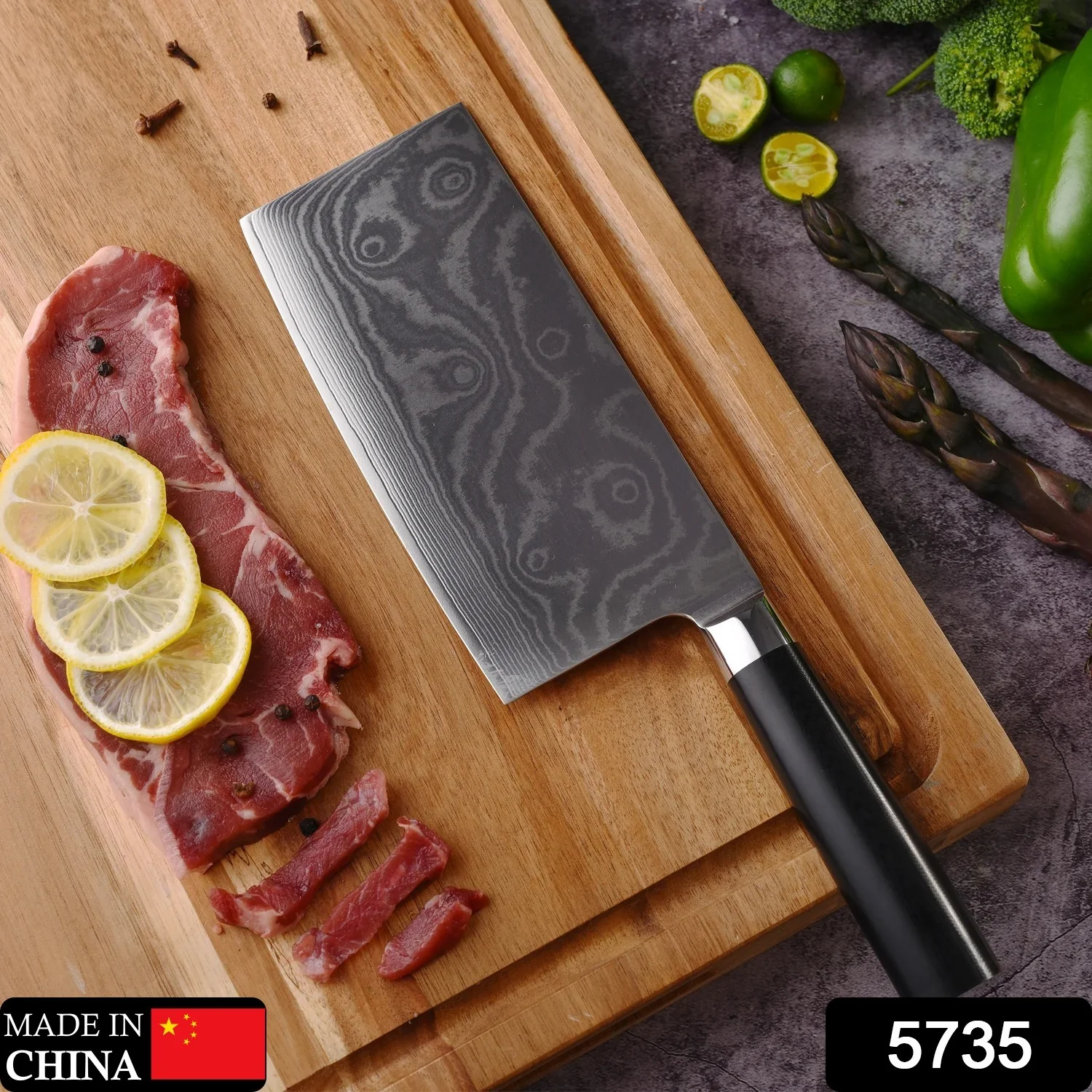 Stainless Steel Chef Damascus Cleaver Vegetable Knife (12 Inch) - Image 2
