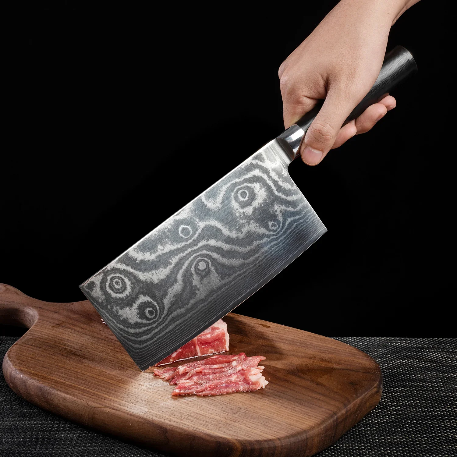 Stainless Steel Chef Damascus Cleaver Vegetable Knife (12 Inch) - Image 4