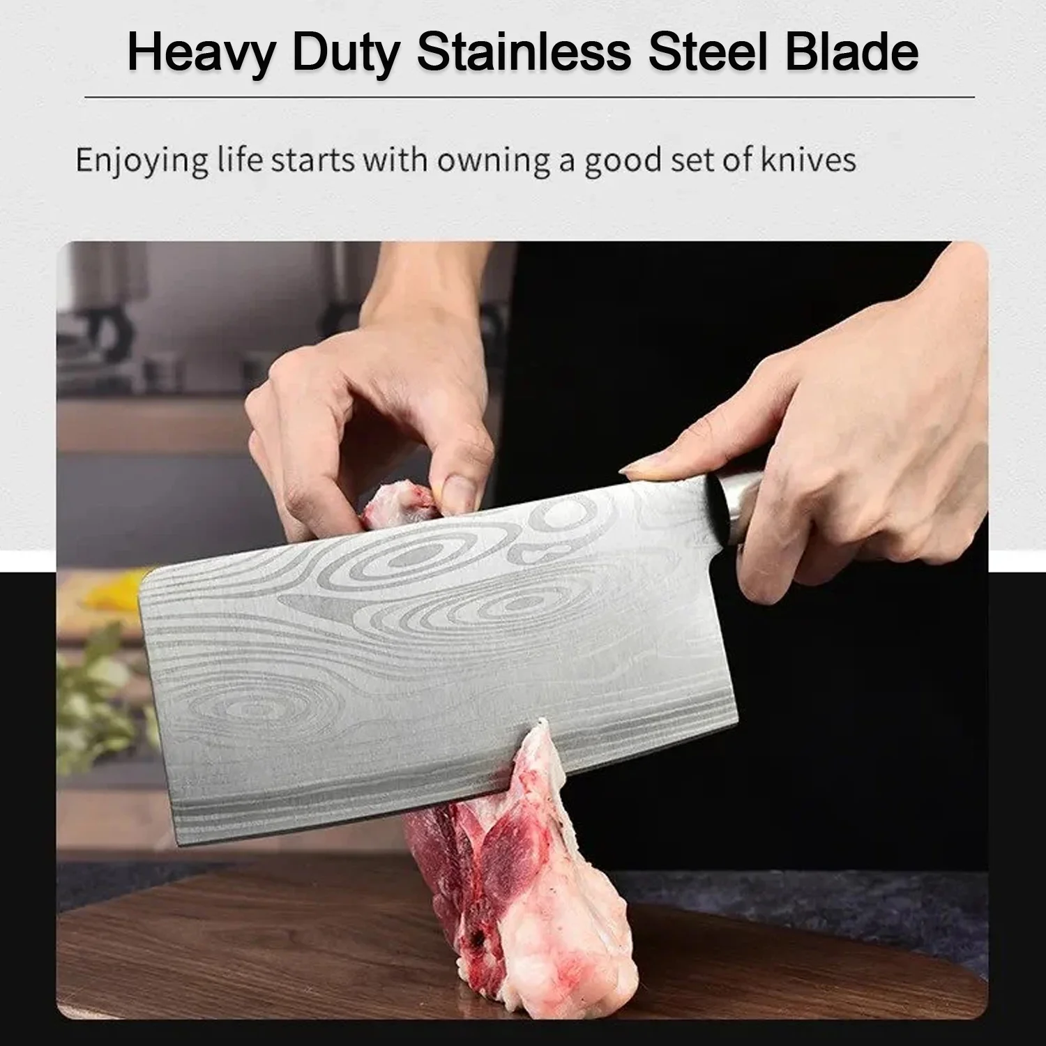 Stainless Steel Chef Damascus Cleaver Vegetable Knife (12 Inch) - Image 5