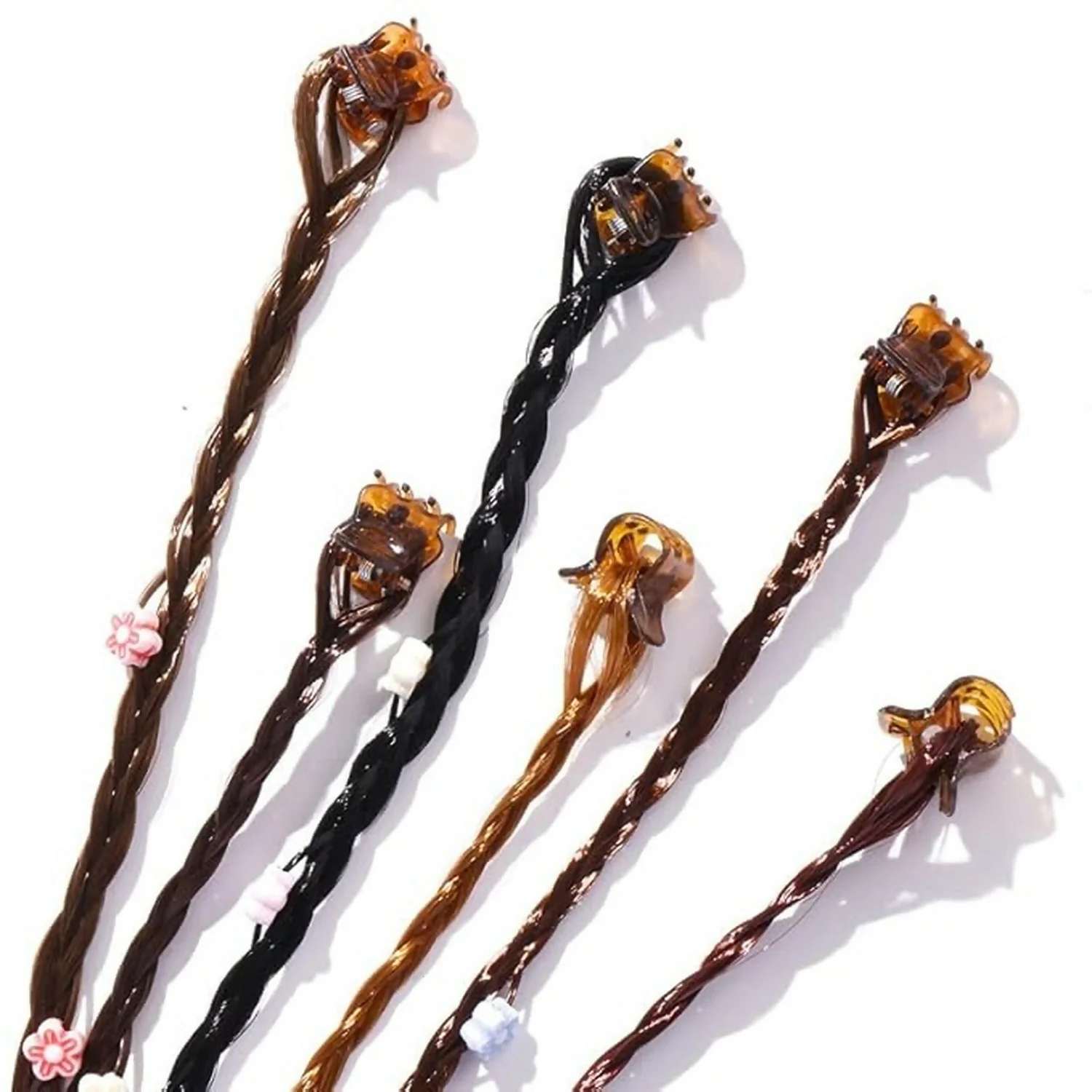Clip-On Hair Braid Extensions for Girls | Natural Look Styling Accessories Pack of 6 - Image 3
