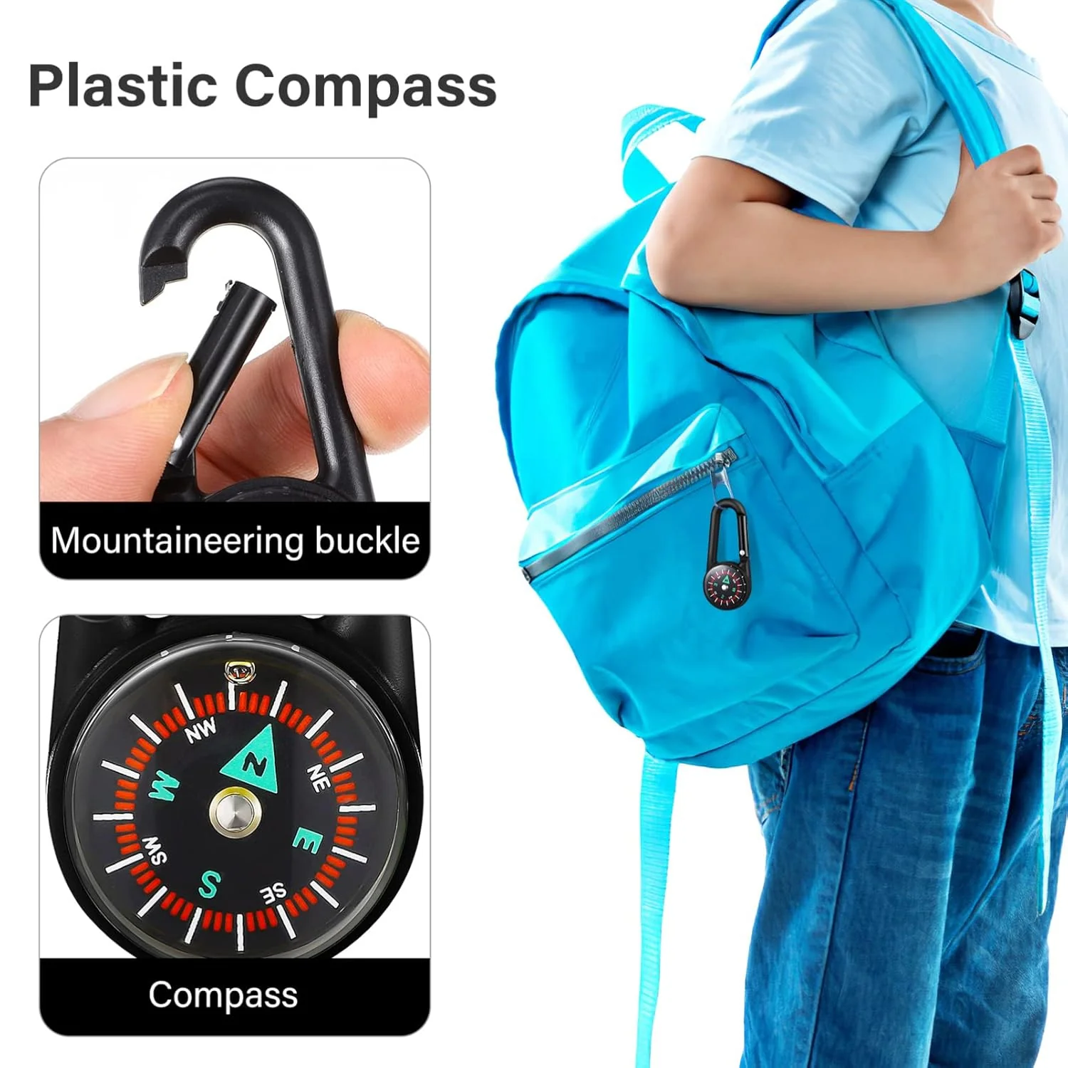 Clip Snap Hook Mini Compass (1 Pc / Mix Design) - Image 4