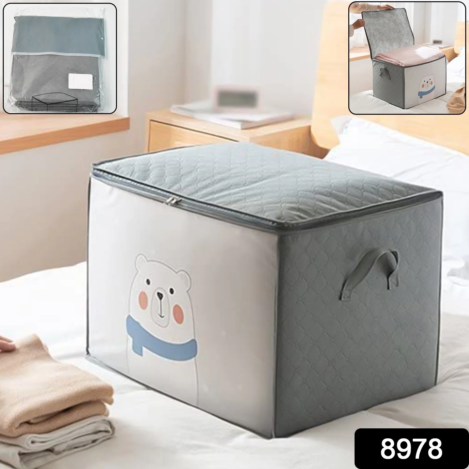 Clothes Storage Bag with Zipper & Handles - Image 2