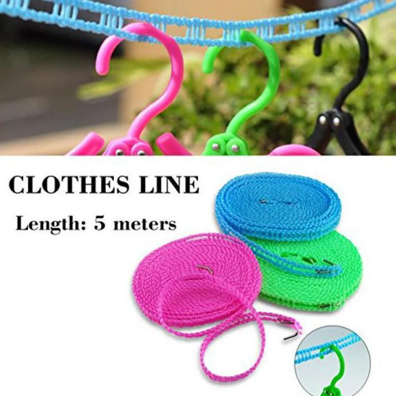 Clothesline Drying Nylon Rope with Hooks - Image 5