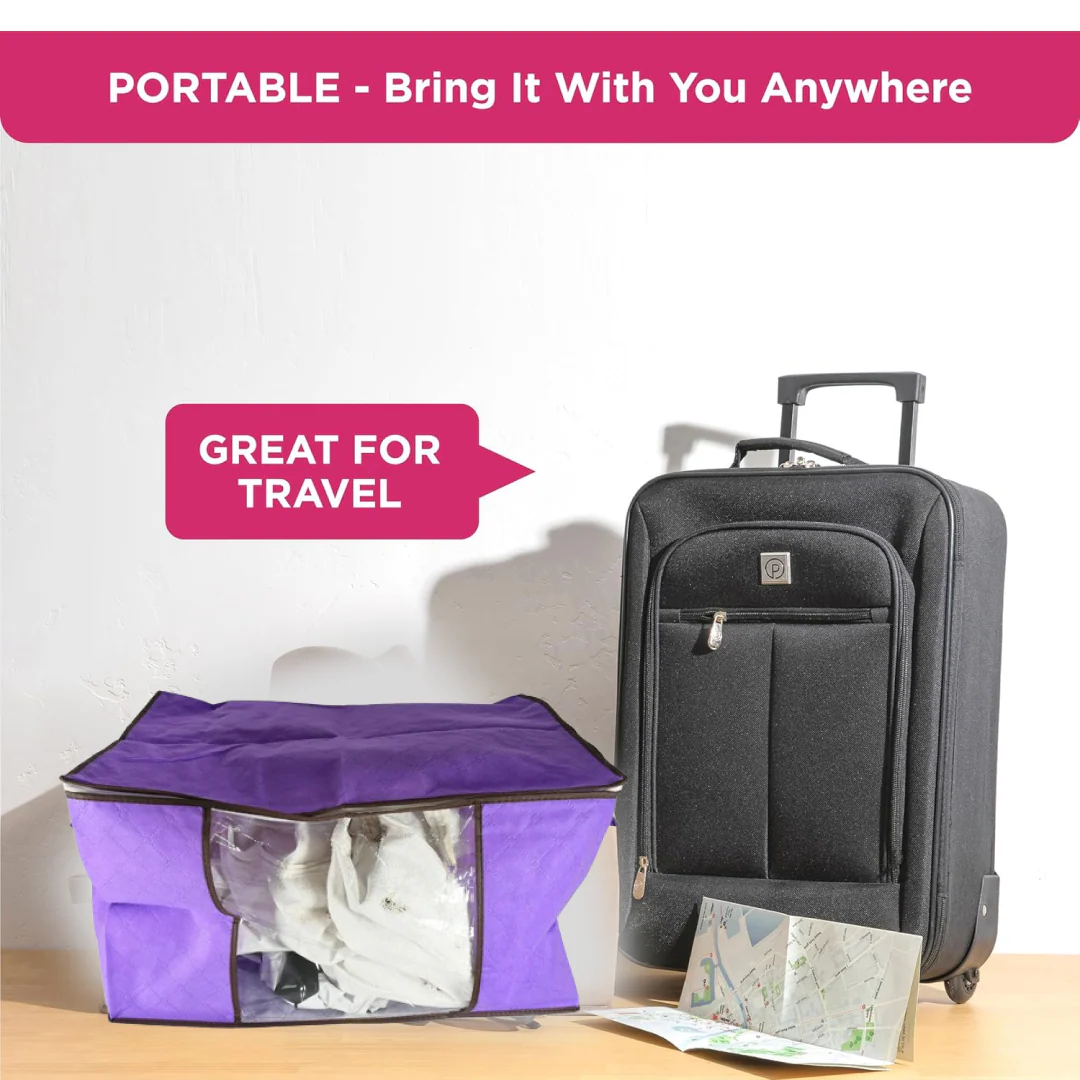 Clothing storage bag zipper, non-woven storage bag storing the clothes and sarees - Image 4