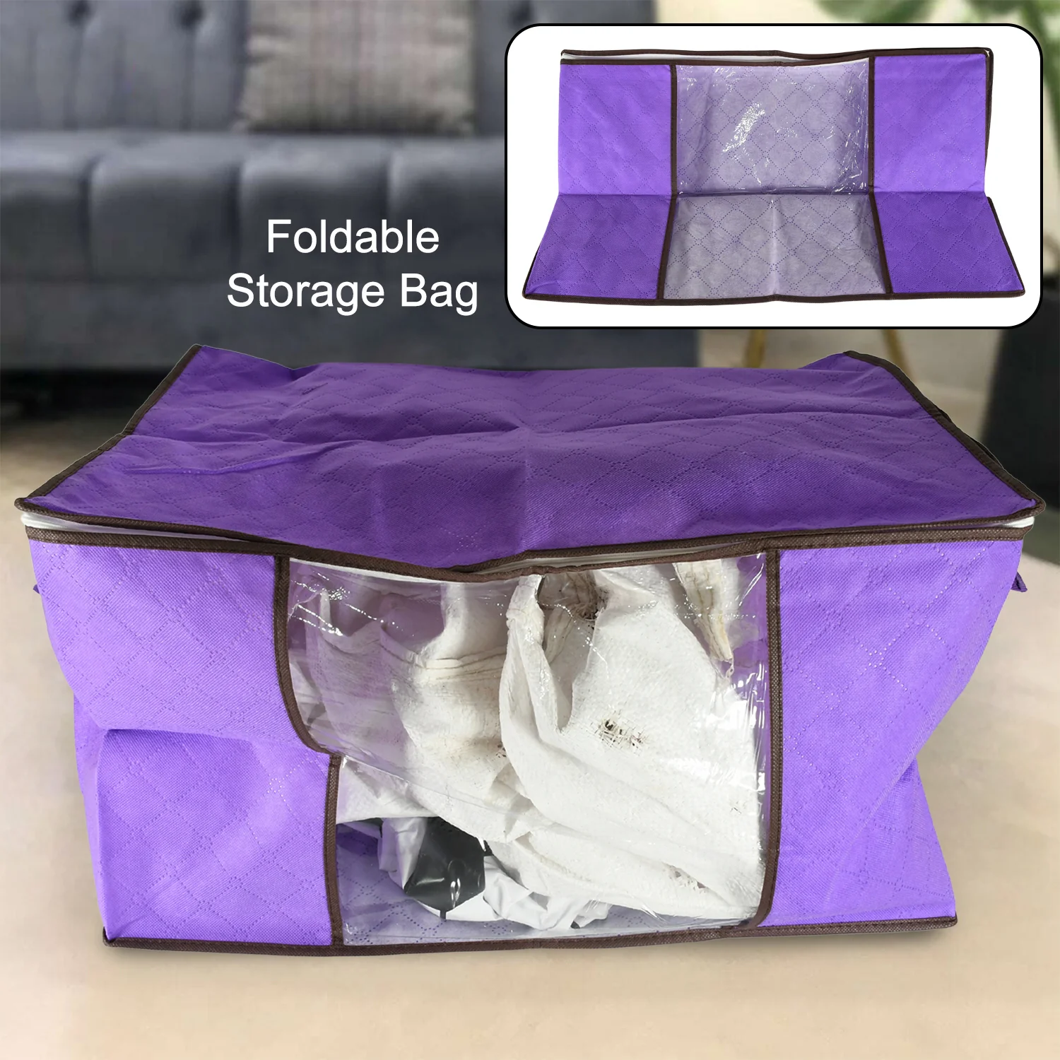 Clothing storage bag zipper, non-woven storage bag storing the clothes and sarees - Image 5