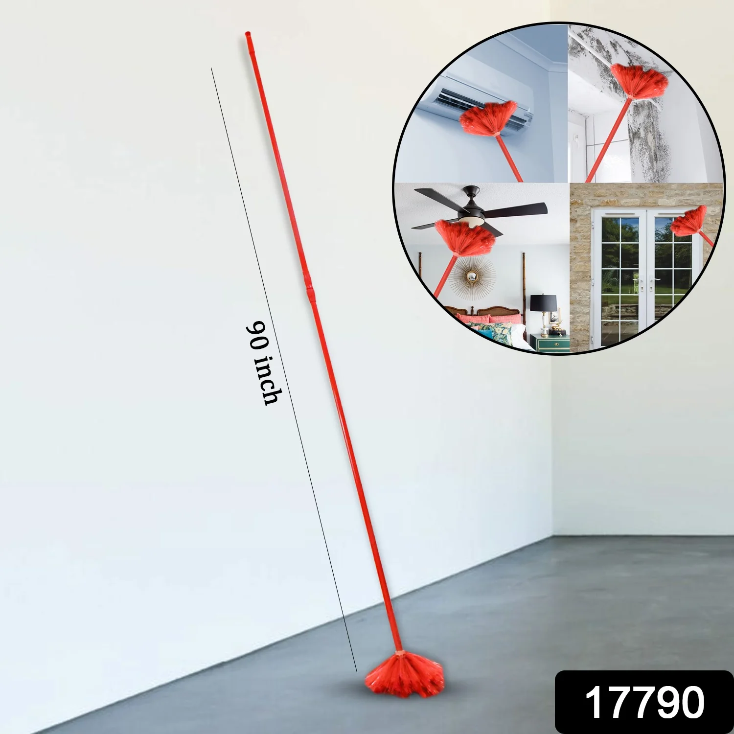 90-inch Metal Extendable Cobweb Brush – Ceiling, Fan & Light Dust Cleaning (MOQ: 3) - Image 2
